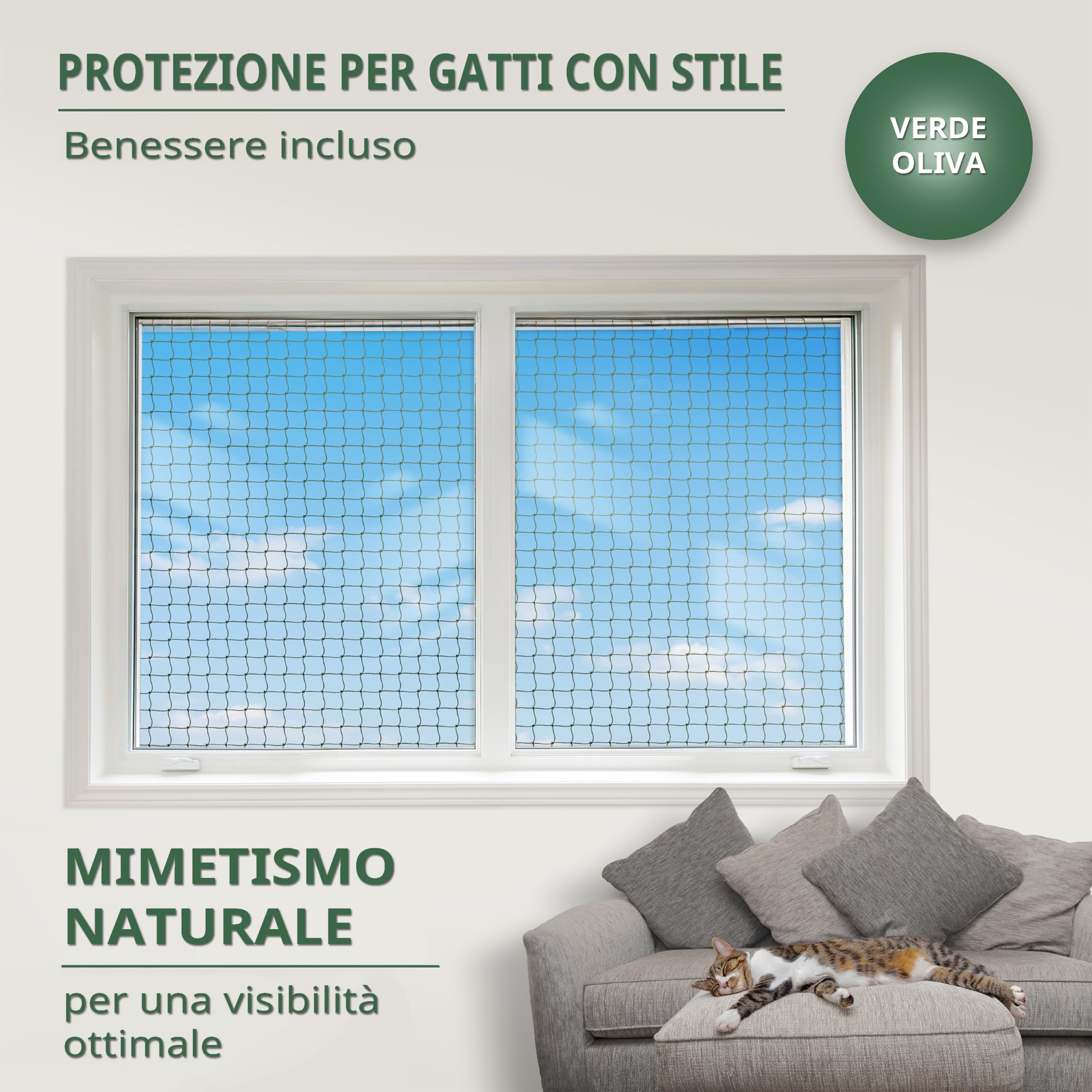 WOOWOOD® Rete per Gatti [Extra Rinforzato con Filo] | Rete per recinzioni | Rete Gatti Balcone | Rete Balcone per Gatti | Rete per Gatti Balcone | Rete Gatti | Rete Protezione Gatti Balcone (8X3m)