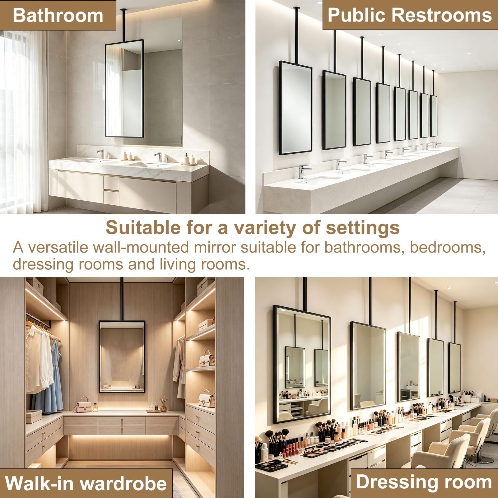 Luyckfrazy Specchio cosmetico da bagno montato a soffitto personalizzabile