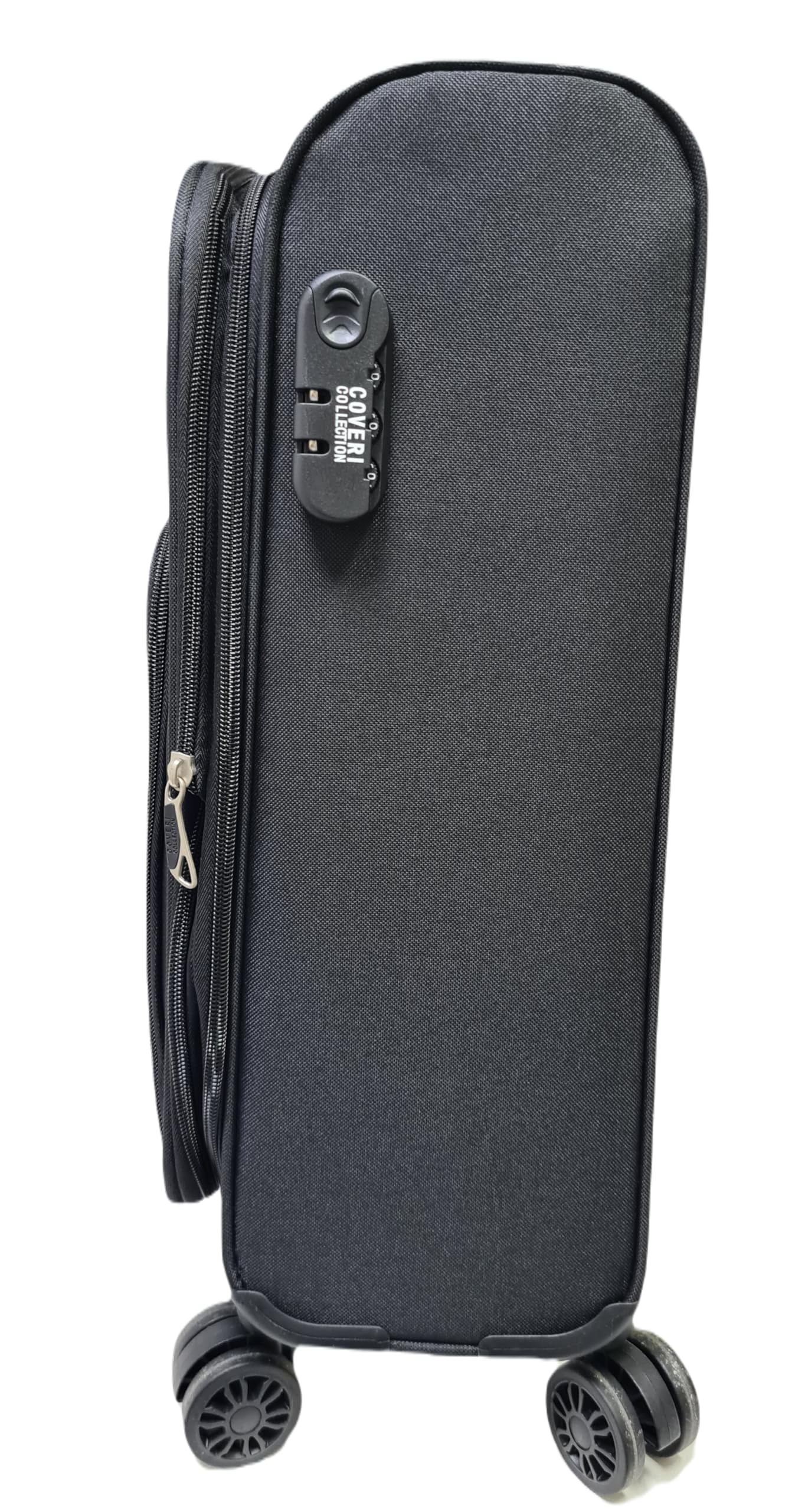 COVERI COLLECTION Trolley Morbido, bagaglio a mano 55x40x20 4 ruote, Chiusura Combinazione,Misure Ideali, Perfette per Ryanair, Air Italy, easyJet, Lufthansa ESPANDIBILE !!! (NERO)