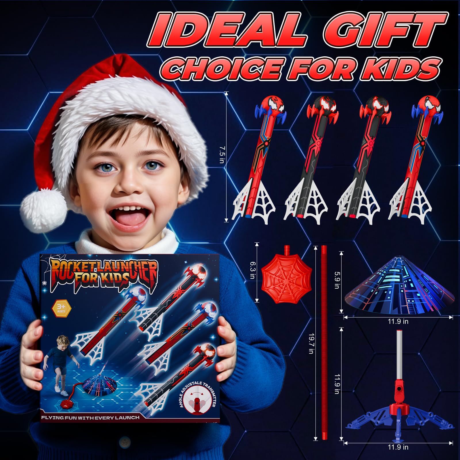 Cohete Juguete Lanzador, 4 Cohetes Bomba de Aire Telaraña Juguetes Niños 3-12 Años Regalo Niño 3-12 Años Juegos Exterior Jardin Niños Regalos Juguetes para Niño de 3-12 Años Regalo de Pascua — view 7