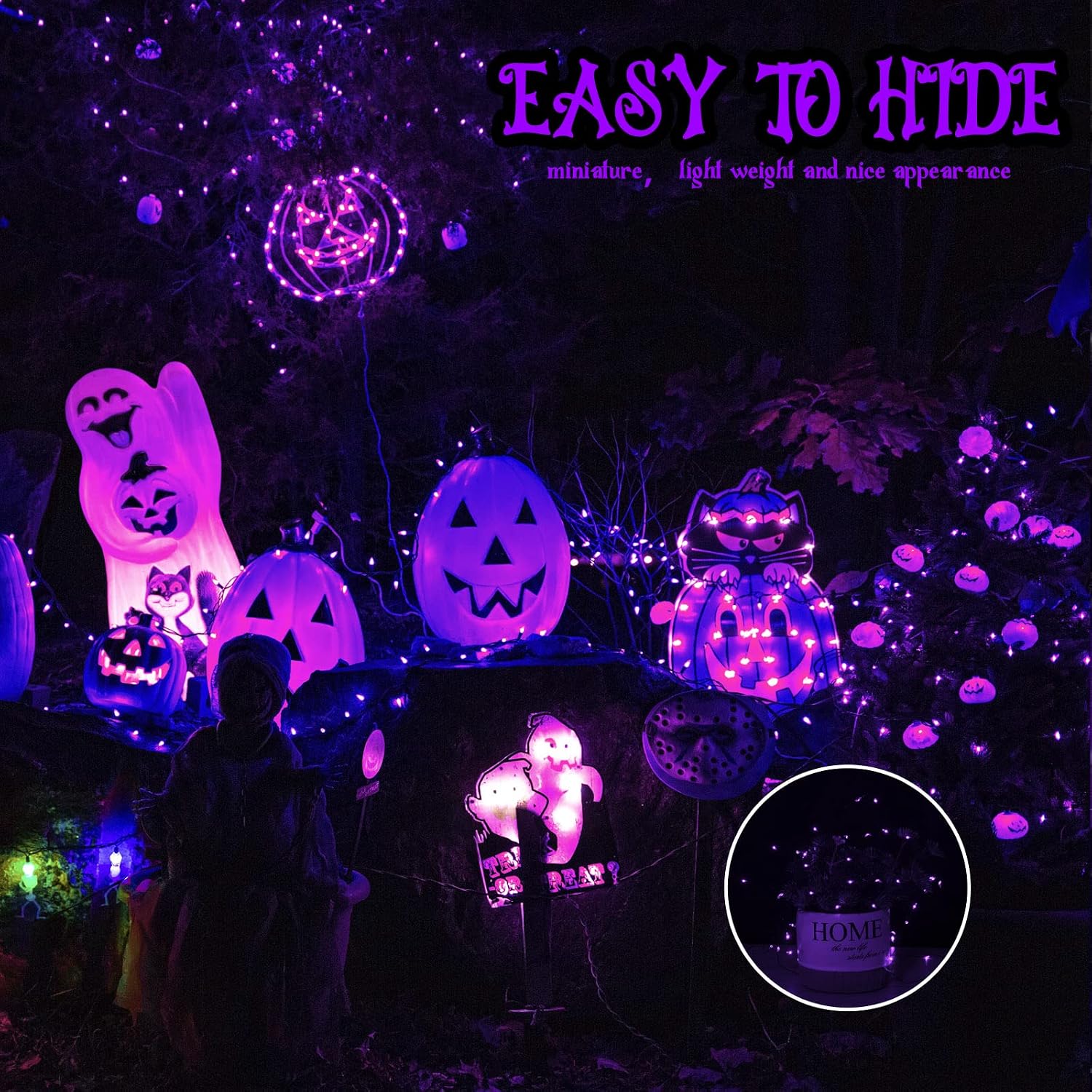 Brightown 24 Pack Led Fairy Lights Battery Operated, Halloween String Lights Waterproof Black Wire 7 Feet 20 Led Firefly Starry Lights for DIY Wedding Party Bedroom Patio Christmas (Purple)