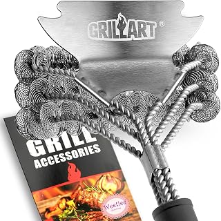GRILLART Bristle-Free Grill Brush & Scraper - Safe 18" Stainless Steel BBQ Grate Cleaner for Gas, Charcoal, Porcelain, Weber Grills