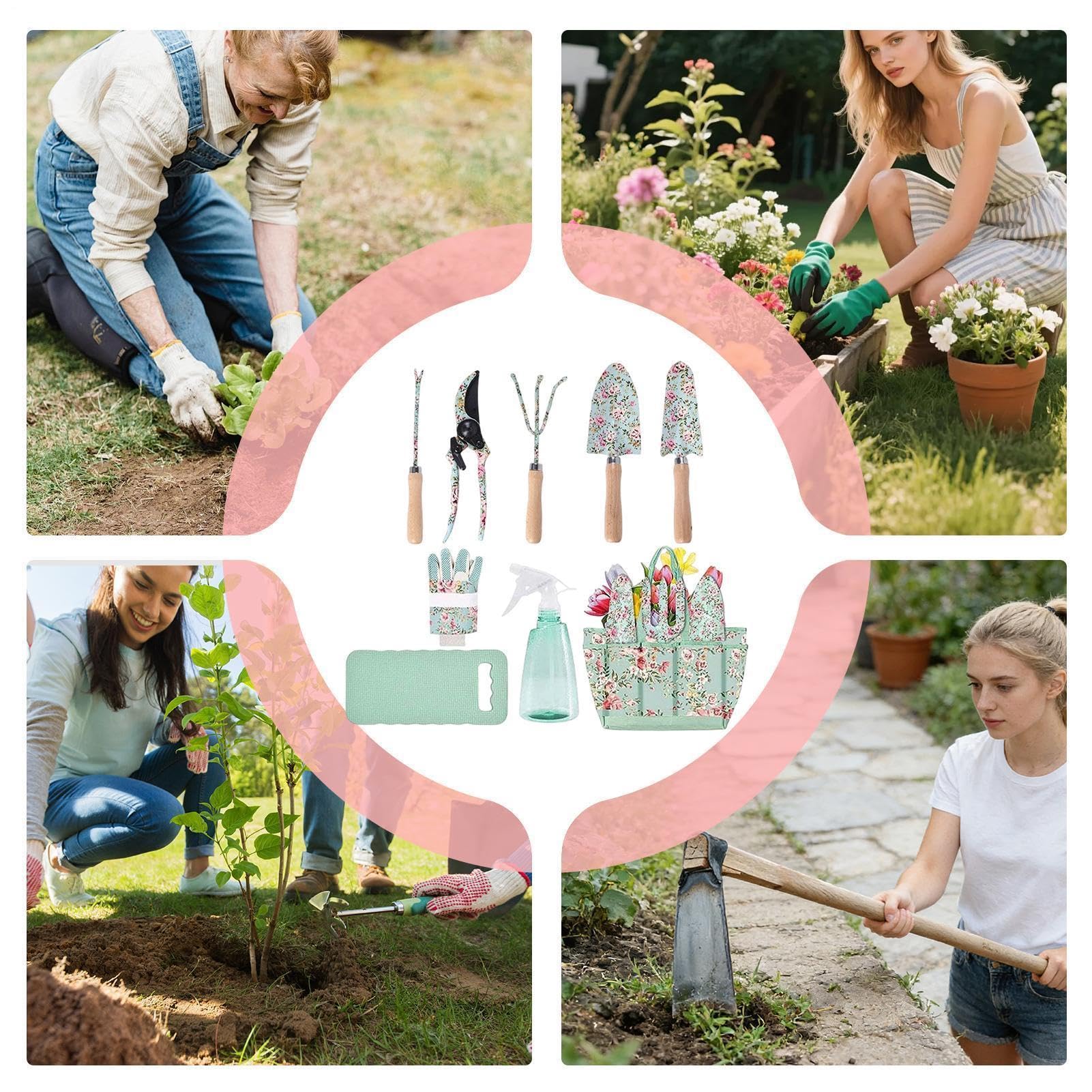 Set di Attrezzi da Giardinaggio Rastrello e Pala Piccoli Resistenti