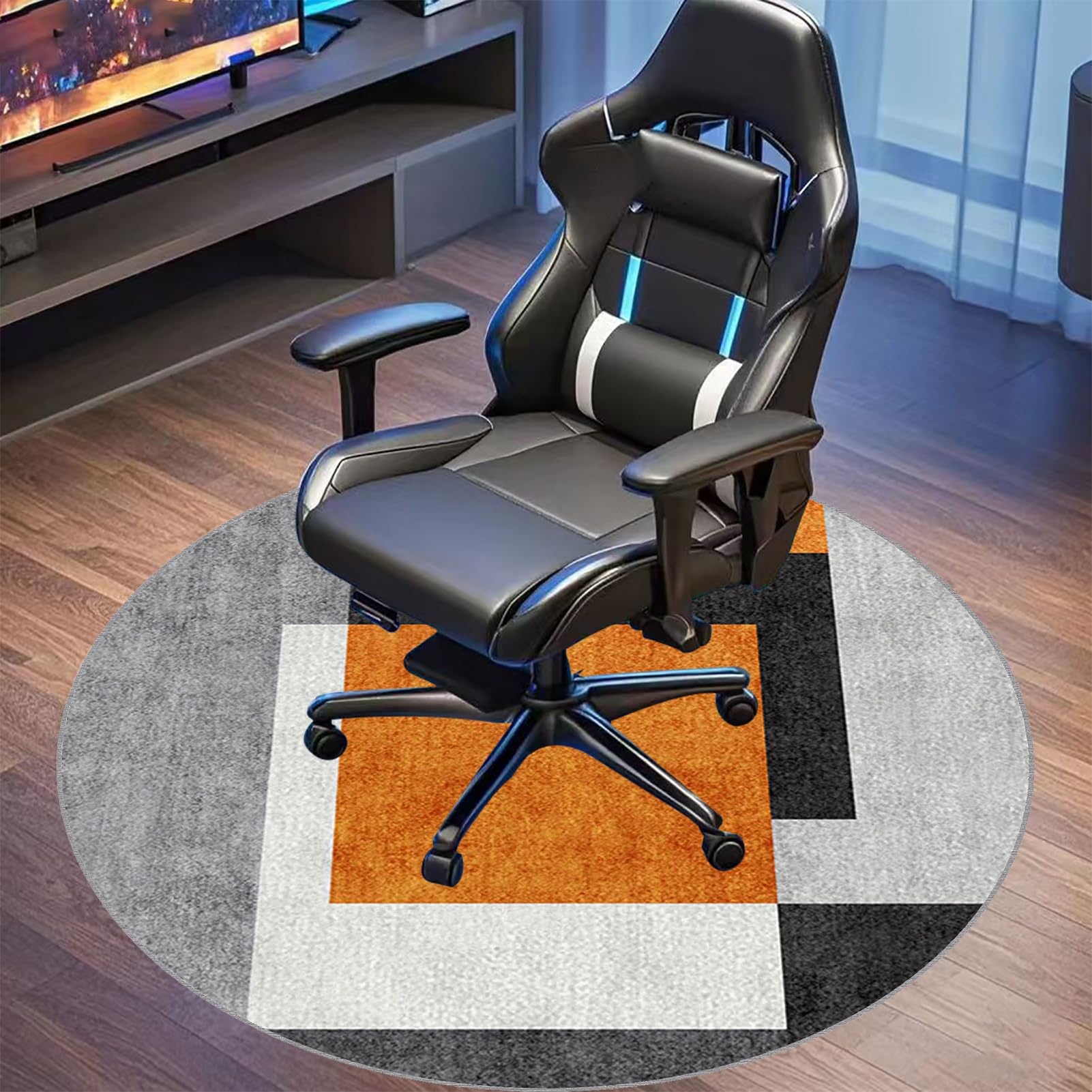 Unterlage Schreibtischstuhl, Runden Gaming Teppich, Bodenschutzmatte Bürostuhl, Bürostuhl Teppich Unterlage, Bodenschutzmatte für Hartböden, Laminat, Parkett 120cm
