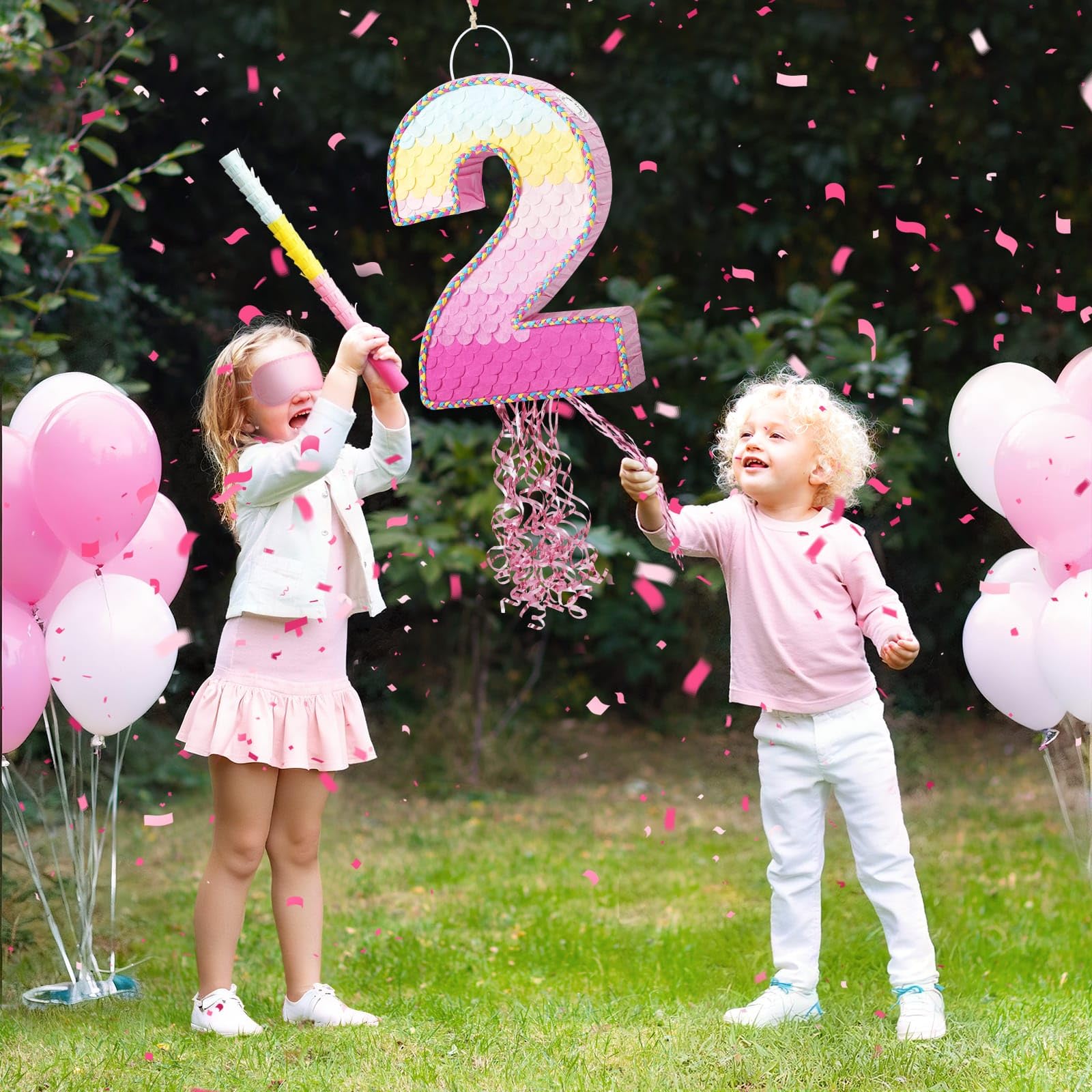 Amazon.com: WERNNSAI Pink Sweet Two Piñata - Number 2 Piñata Happy