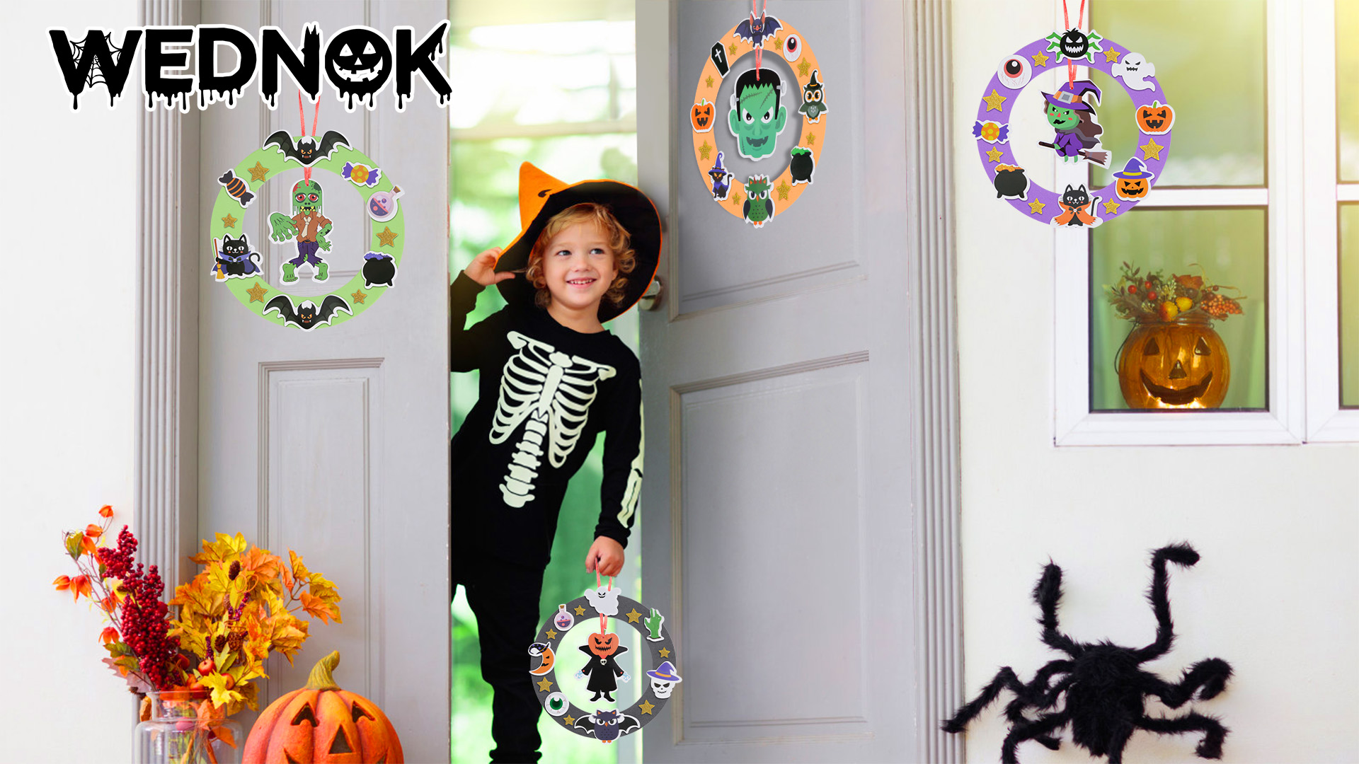 WEDNOK Herbst Kranz Bastelset - 8-teilig DIY Set Für Kinder