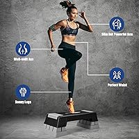 Vista 7 de Aerobic Step Platform for Exercise w/Risers, Workout Step Height Adjustable 5"-7"-9", Fitness Step 450lbs Capacity, Non-slip Exercise Step Deck for