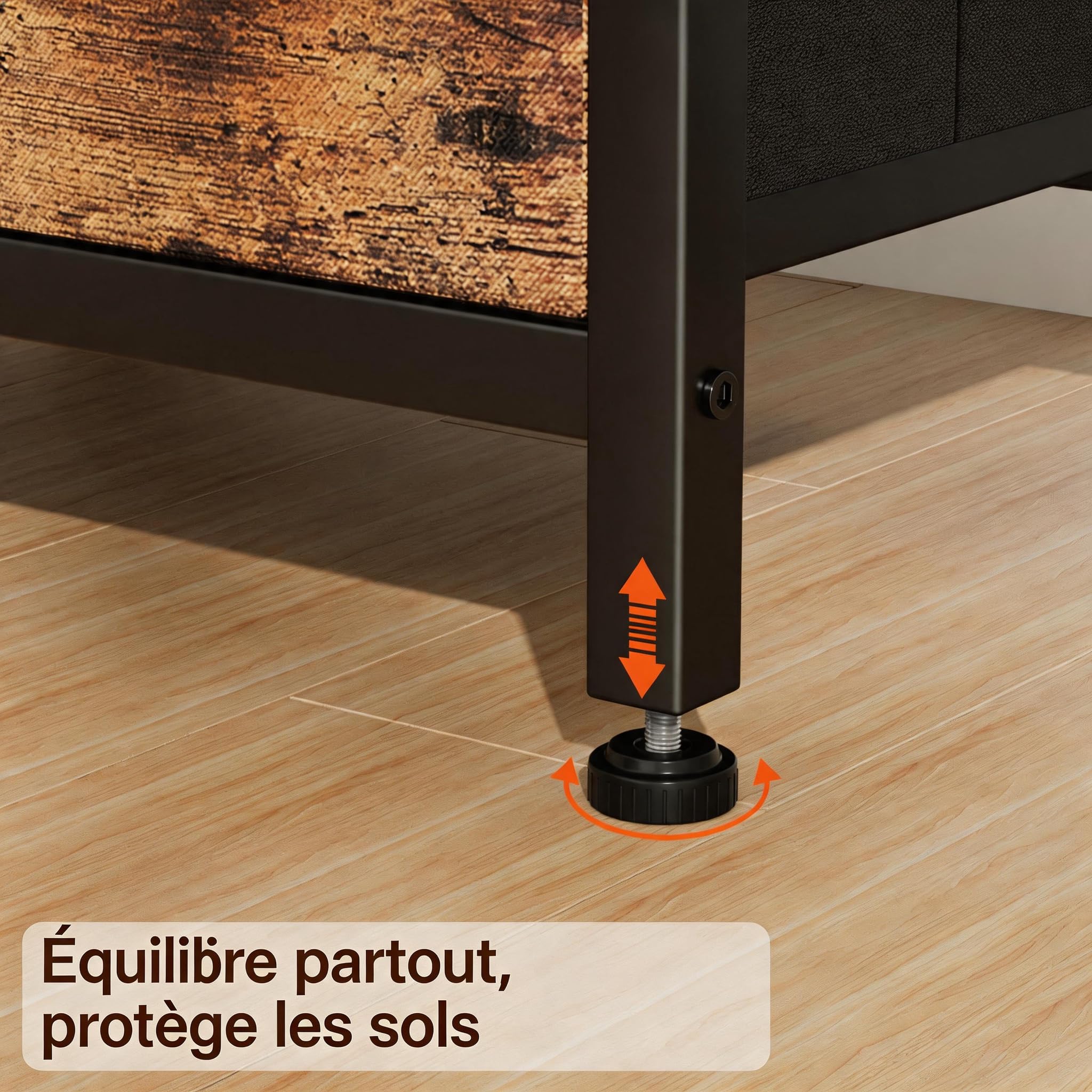 AMHANCIBLE Tables de Chevet avec Prises, Tables de Nuit avec 2 Tiroirs de Rangement en Tissu, Table d’Appoint Industrielle avec Prises USB pour Chambre à Coucher, Salon, Marron HETS020BR-1