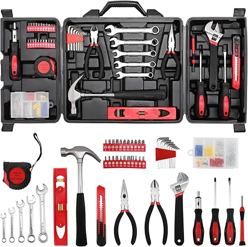 TLGREEN Juego de herramientas de 147 piezas, kit de herramientas para el hogar, kit de herramientas básicas con caja de herramientas de