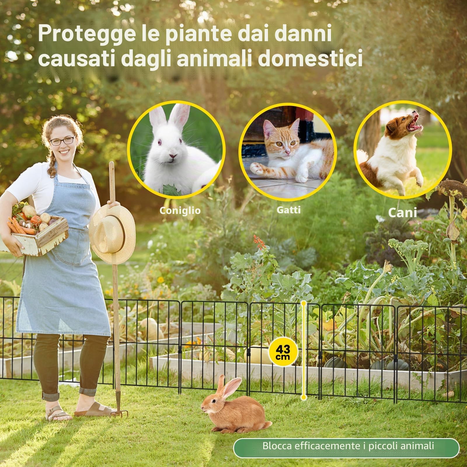 SOARS Recinzione da Giardino in Metallo 15/25 Pezzi, 60 cm di Altezza, Set Recinzione per Cani ed Aiuole, Recinto Decorativo Resistente ed Antiruggine, 33 x 60 cm (25 Pezzi)