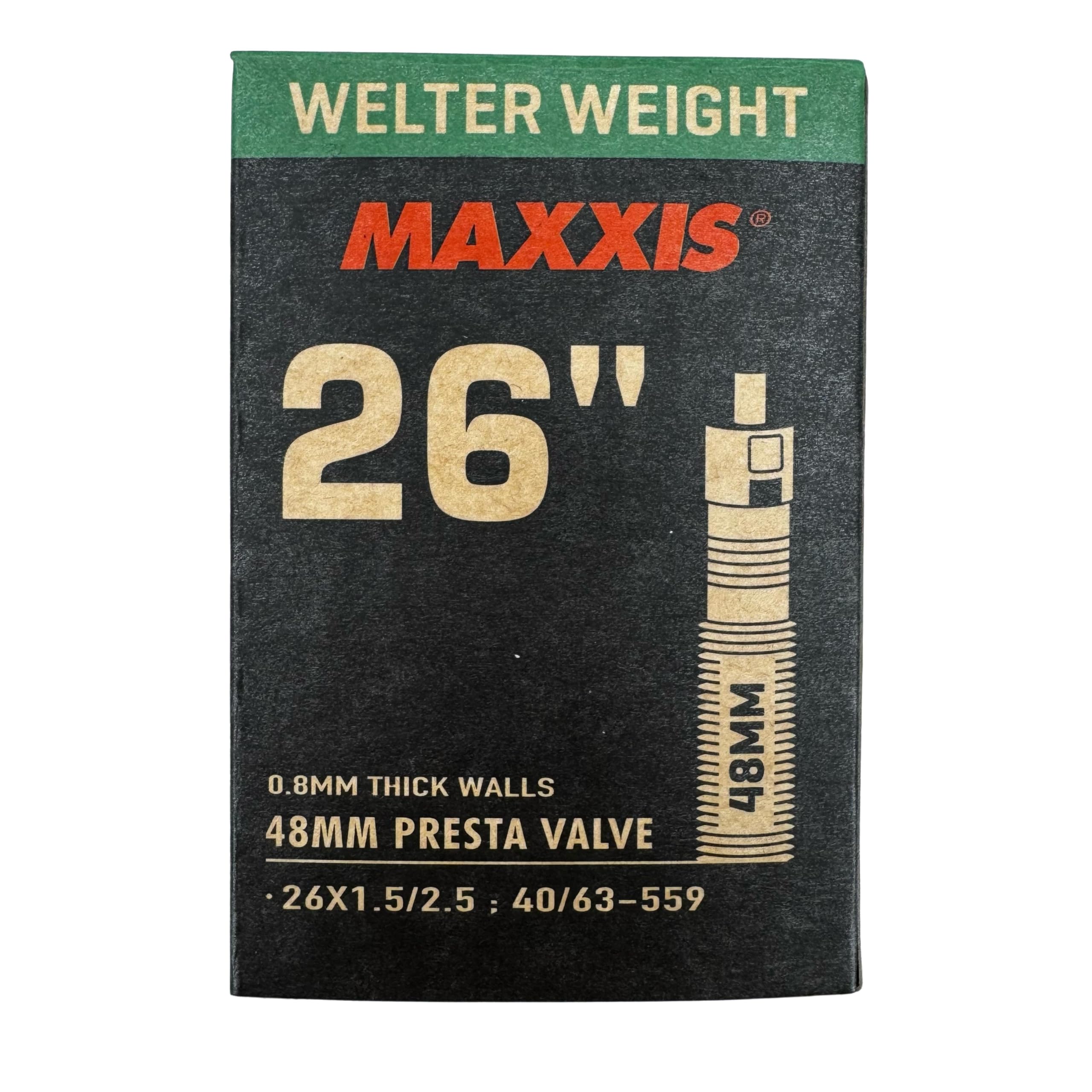Maxxis Welterweight Bicycle Tube 26" x 1.5-2.5 Presta Valve 48mm with Removeable Core