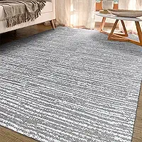 Tapete Sala Antiderrapante 2,00m x 1,40m Emborrachado Mescla Cinza Luxuoso Artesanal de Tear Jacquard Decoração Rústico Estonado para Quarto Fácil de Limpar Lavável