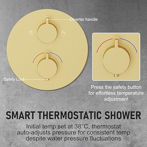 Miniatura 5 de Sistema de ducha de 12 pulgadas con cabezal de ducha de lluvia de alta presión, cabezal de ducha de mano, kit de ajuste de boquilla de grifo de