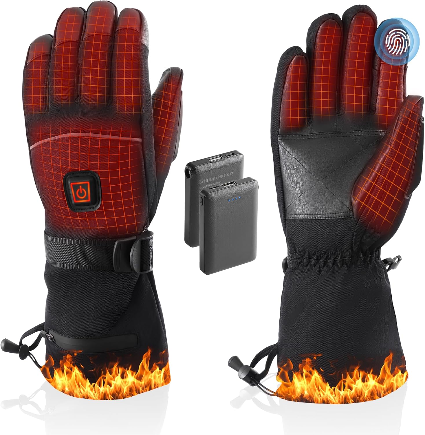 Heated Gloves - 5V 6000mAh Rechargeable Heated Gloves for Men Women, Waterproof & Non-Slip Electric Heating Glove for Cycling, Skiing, Hunting, Hiking Medium