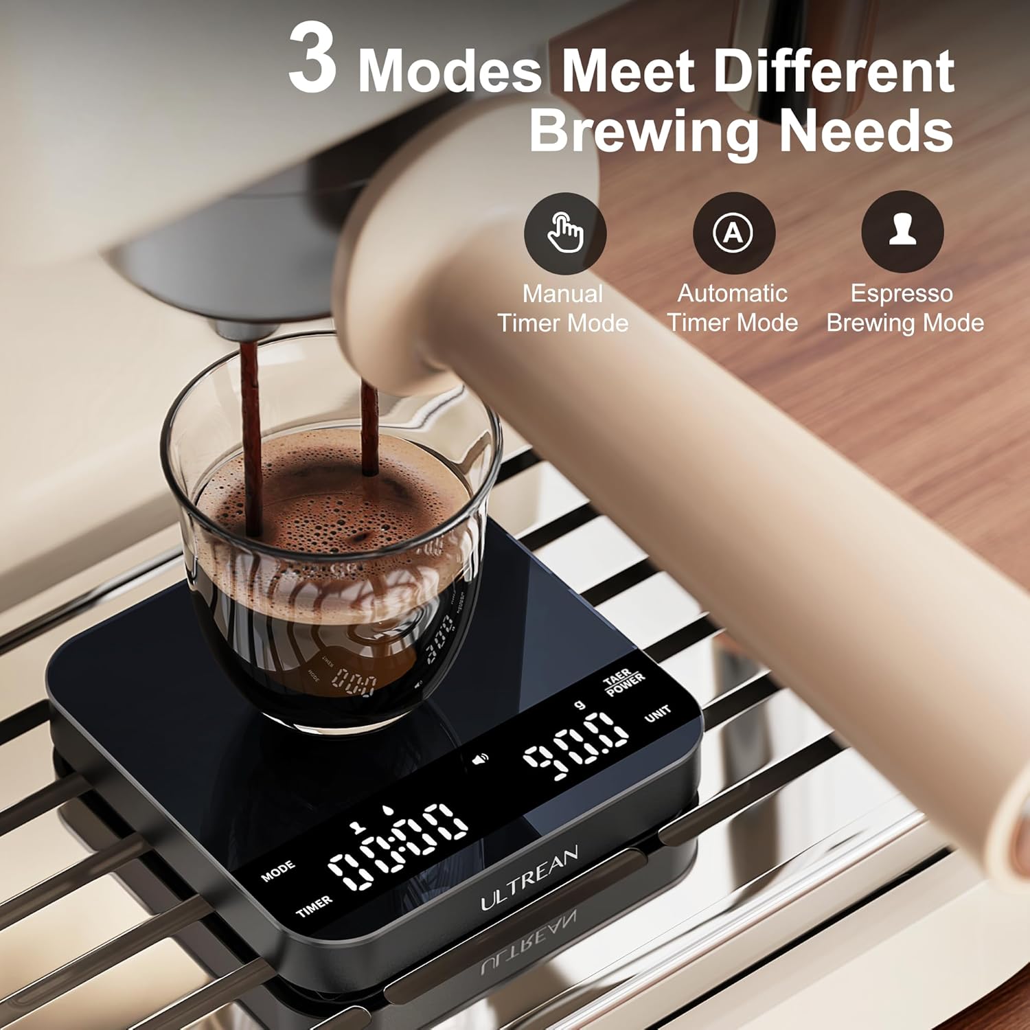 Mini Coffee Scale with Timer, Recharable Espro Scale, 2kg/