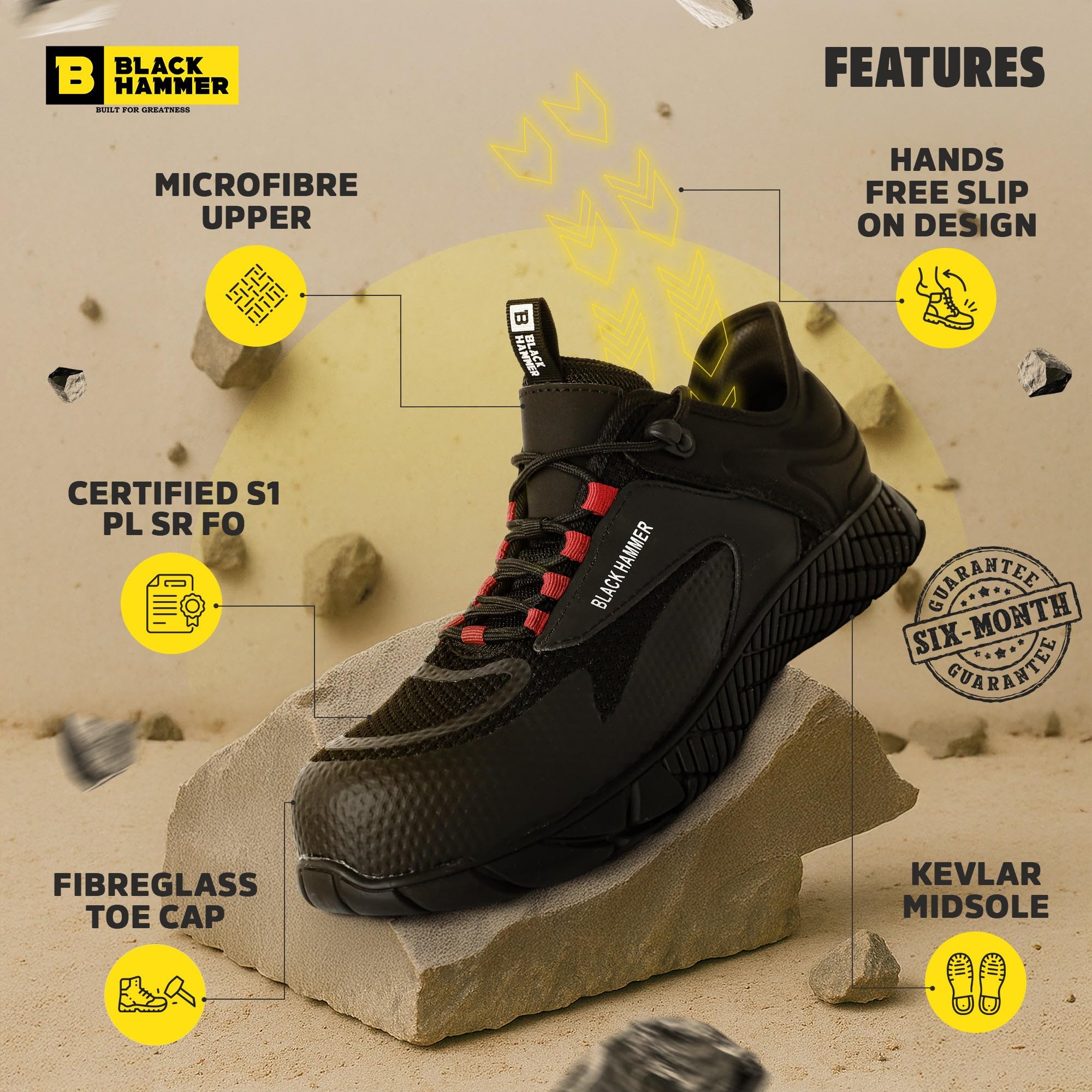 Zapatillas de Seguridad para Hombre con Cordones Manos Libres Calzado de Trabajo Ideal para Servicios públicos y almacenes Calzado Profesional S1 PL SR FO ESD Swift 5619