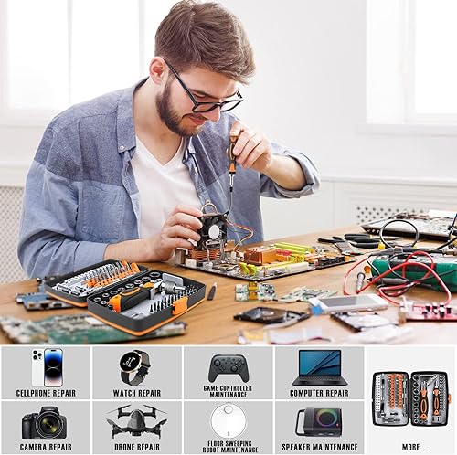 Miniatura 6 de BTEC Juego de destornilladores de trinquete 68 en 1 y juego de puntas de destornillador magnético con asas de trinquete giratorias, barra de