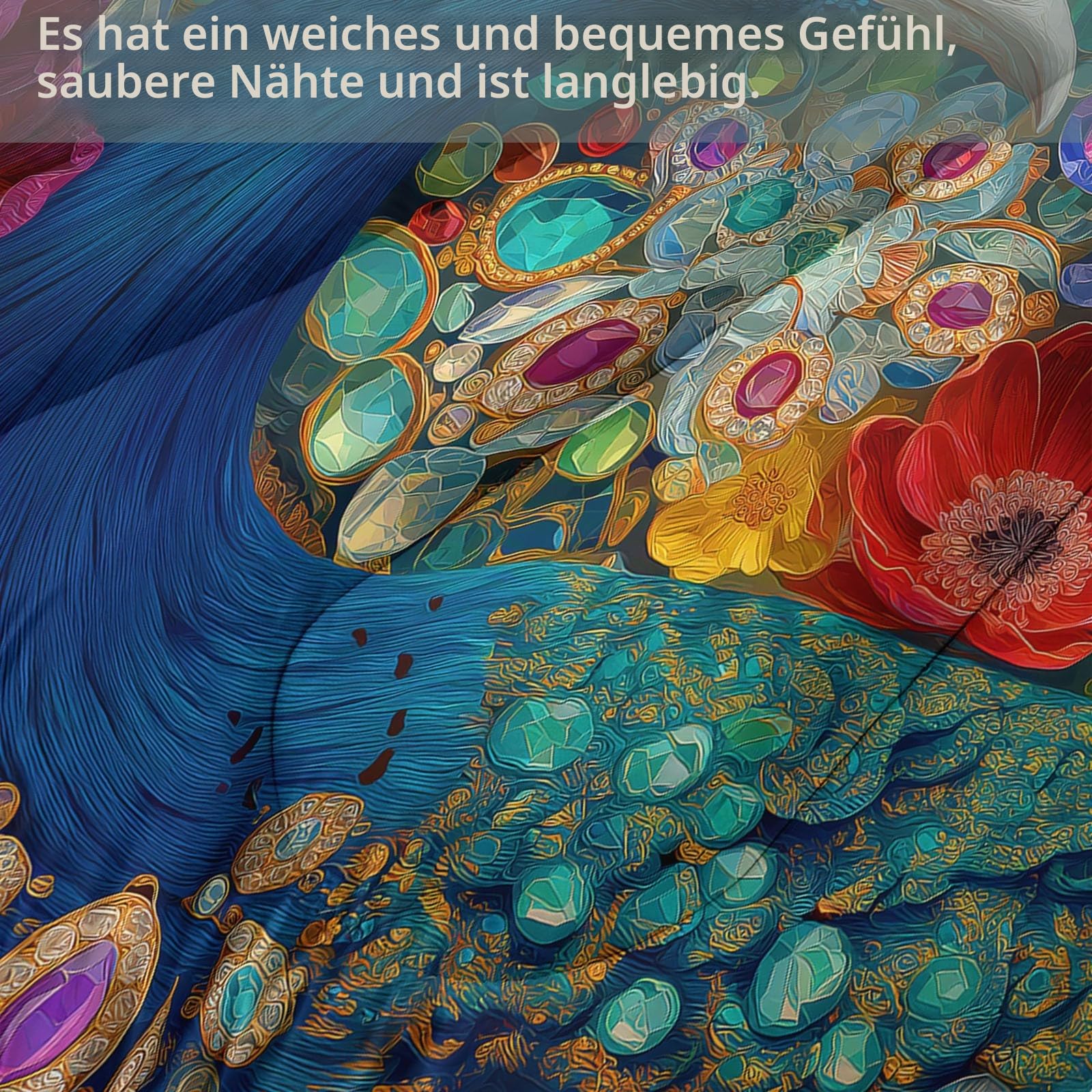 Generisch Bunt Bettdecke ohne Bezug für Bett und Sofa, Pflegeleicht Steppdecke 135 x 200 cm - Retro Pfau Blumen Blätter, Gewaschene Baumwolle, Geschenkidee Ganzjahresdecke Waschbar Daunendecke