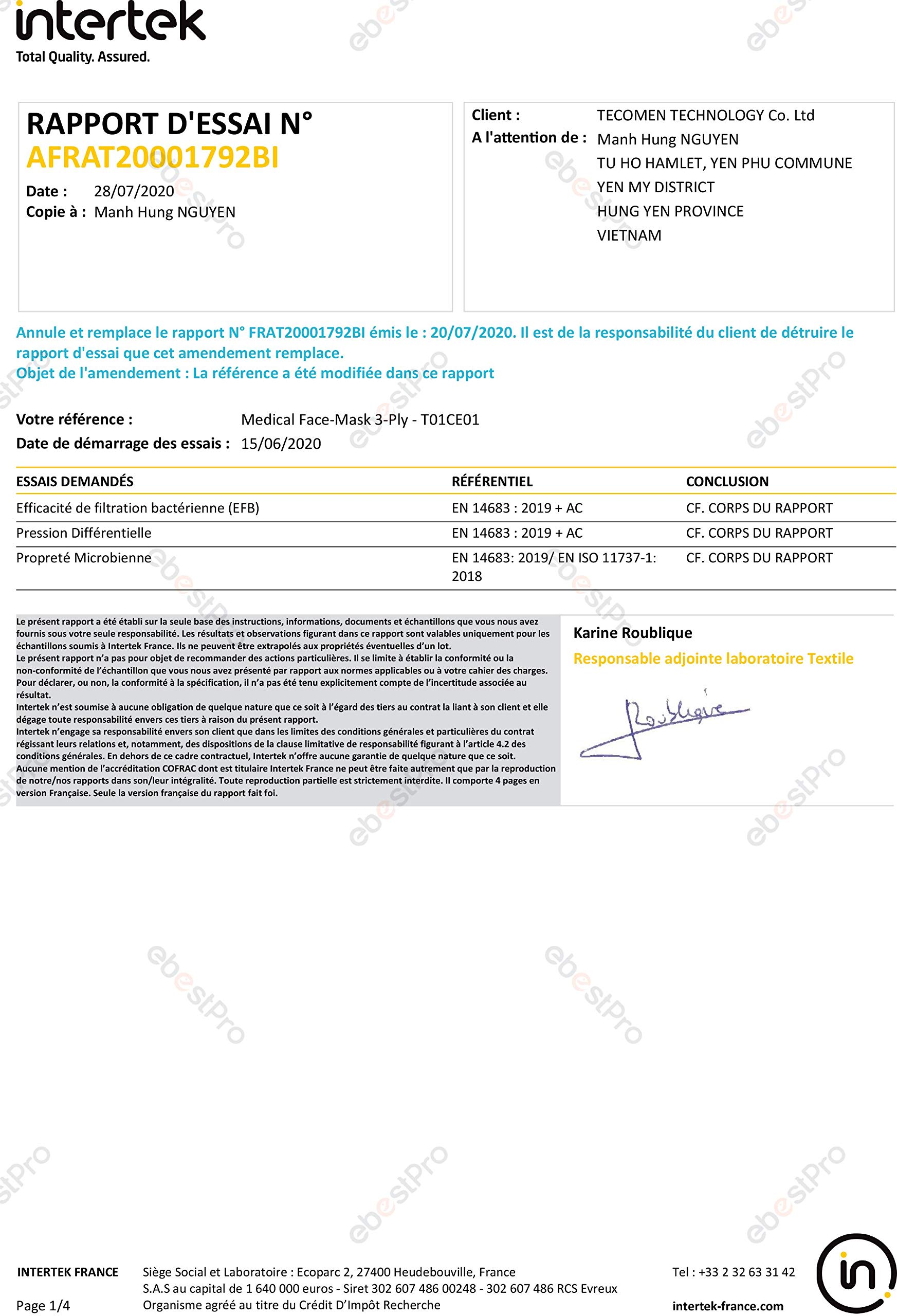 Mascherine Chirurgiche TIPO I MEDICO 3 STRATI BFE ≥95% CE EN 14683 2019 pacco 50