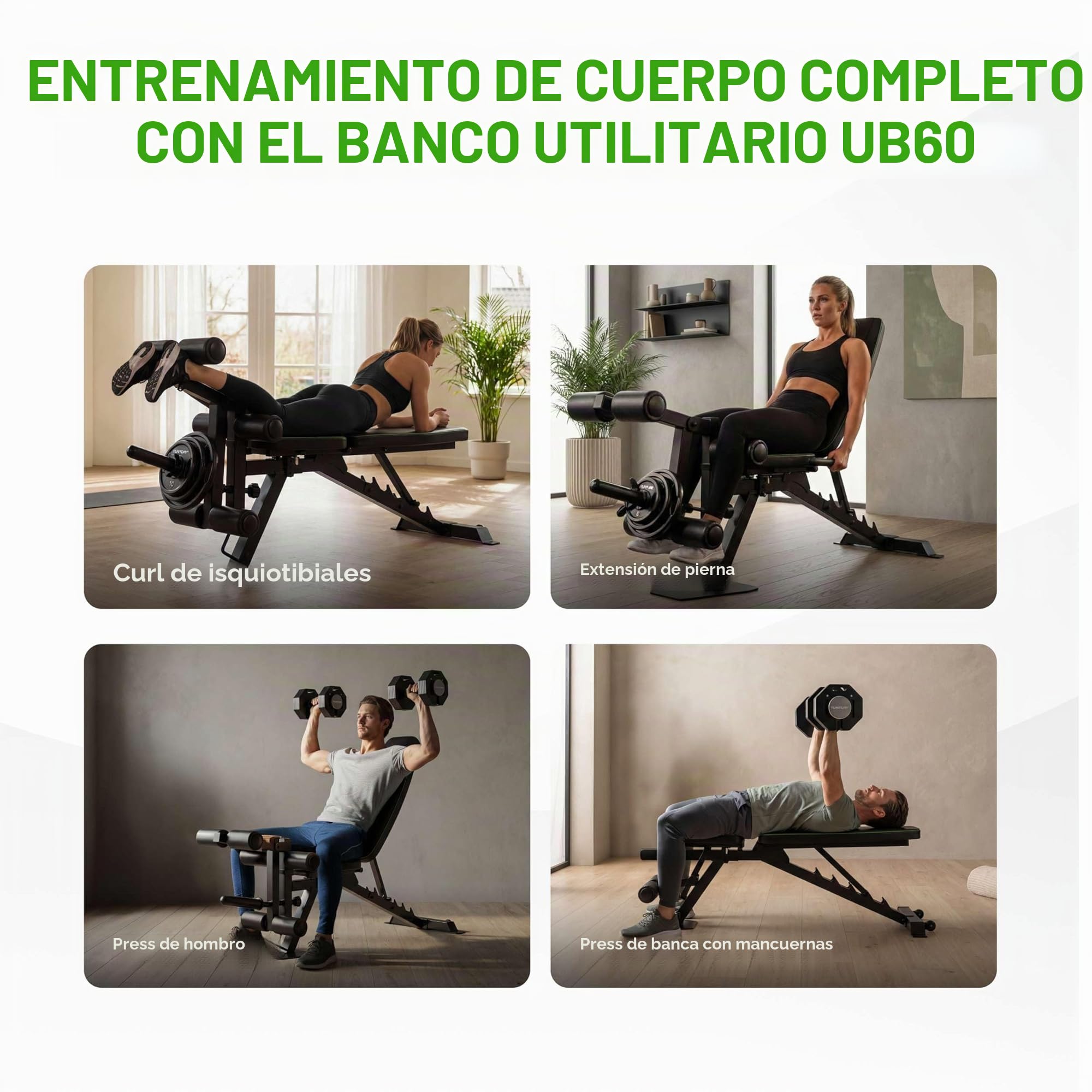 Tunturi Uni UB60 Utility Bench Oblicuo Banco, Negro, 1