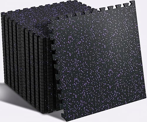 Miniatura 25 de SUPERJARE Alfombrillas de Equipos de Ejercicio con Superficie de Goma de 0.56 pulgadas de Grosor, 6 Piezas, 24 Pies Cuadrados, Alfombrillas de