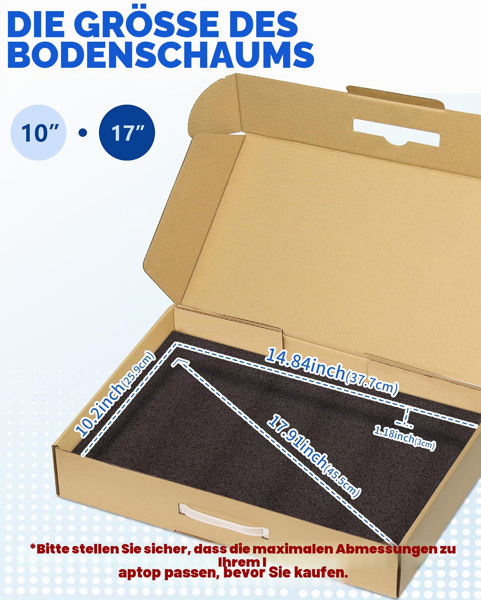 Laptopbox mit Schutzschaum für bis zu 17 Zoll Notebook, Karton Laptop Versandkarton zum Versand, sichere Versandkartons