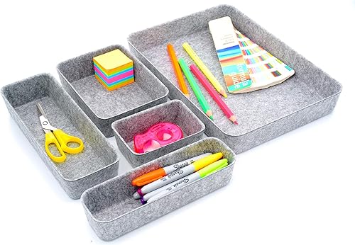 Welaxy Organizador de escritorio de fieltro, bandejas de papel para cartas, clasificador de archivos, organizadores de cajones de escritorio, juego