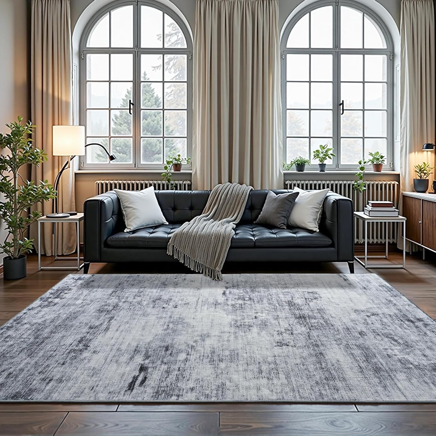 toneed abstract area rug 9x11 modern washable rug soft non slip rug low pile for bedroom living room dining room grey grey 9x11feet