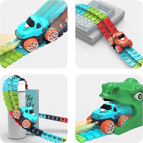 Miniatura 2 de Juguete de pista de carreras para niños con coche con luz LED, batería flexible intercambiable, pista de carreras eléctrica para niños de 3, 4, 5,