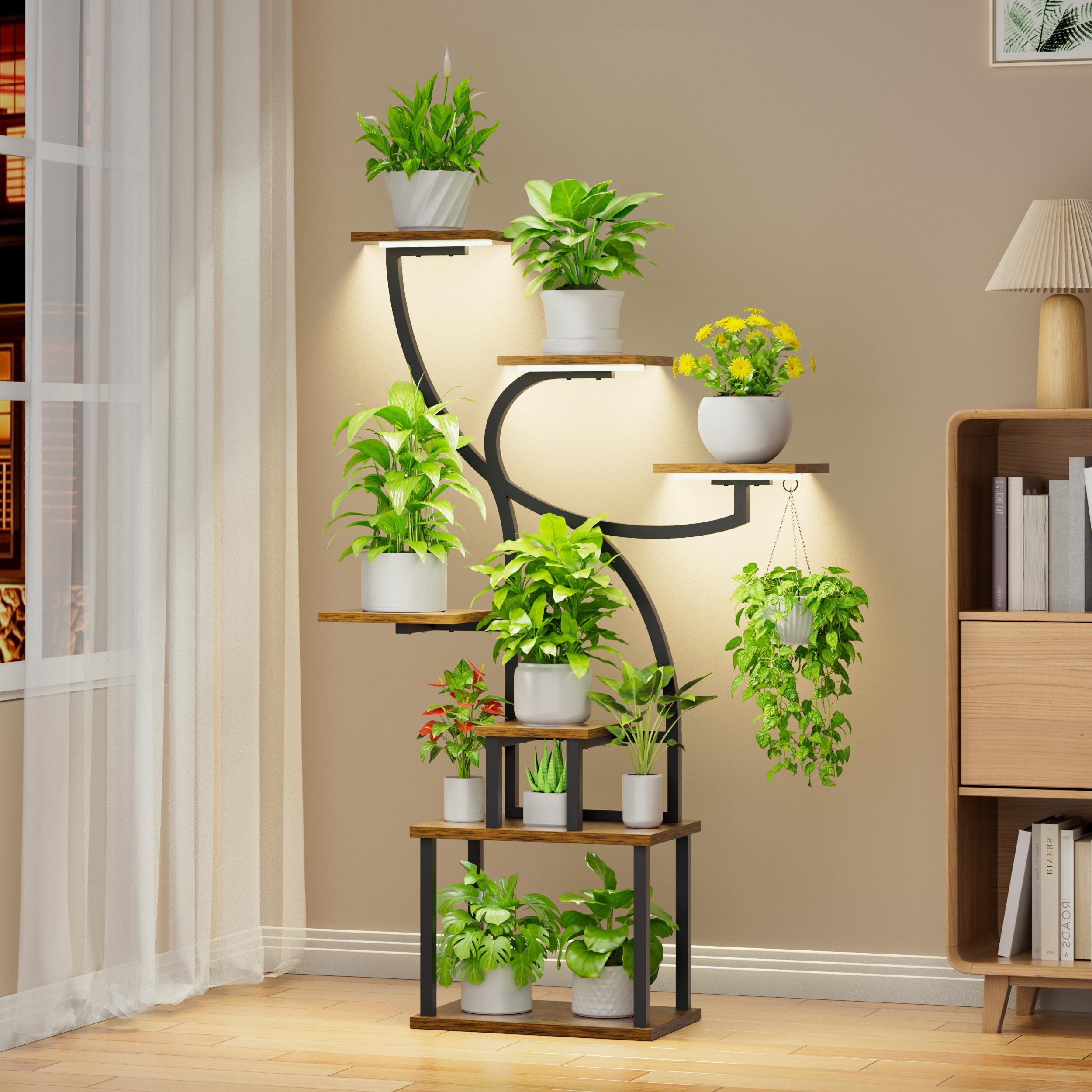 POZILAN Plant Stand Indoor with Grow Light, 47