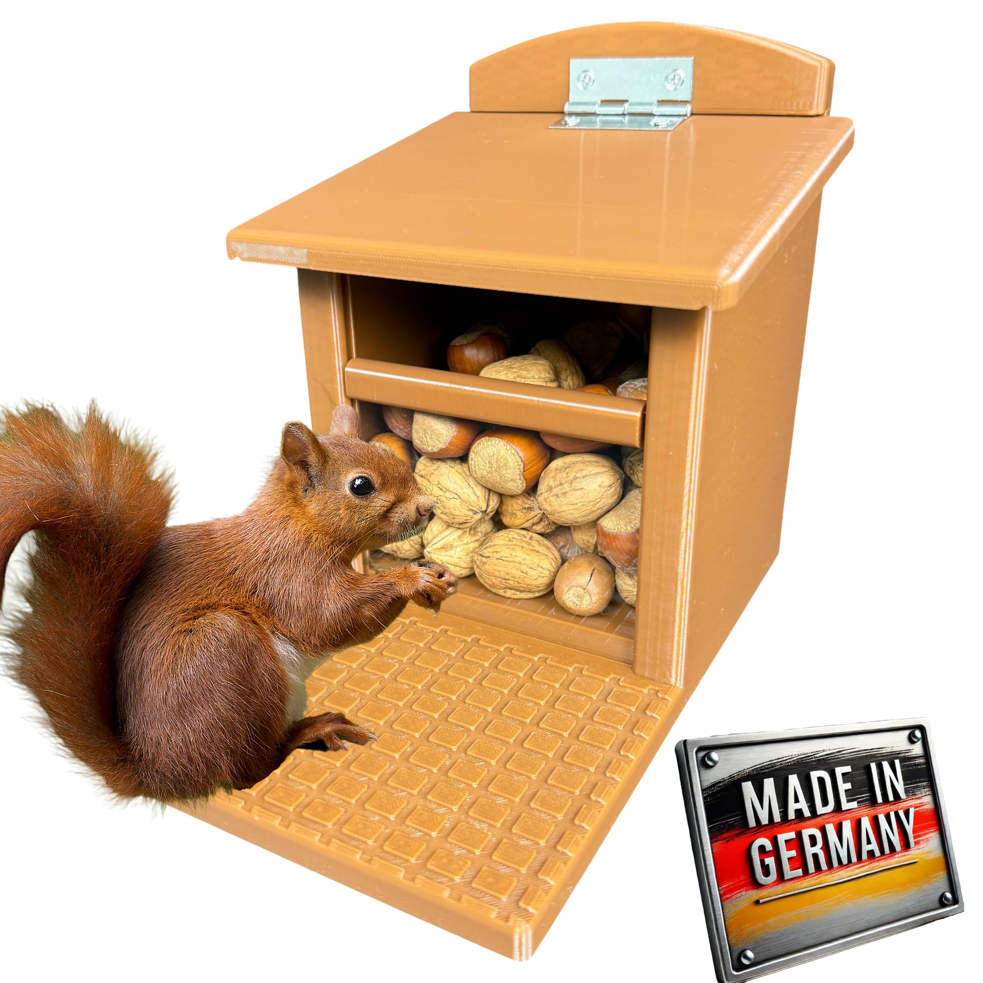 Eichhörnchen-Futterhaus – absolut witterungsbeständig, tierfreundlich, sehr langlebig und robust (komplett Braun)
