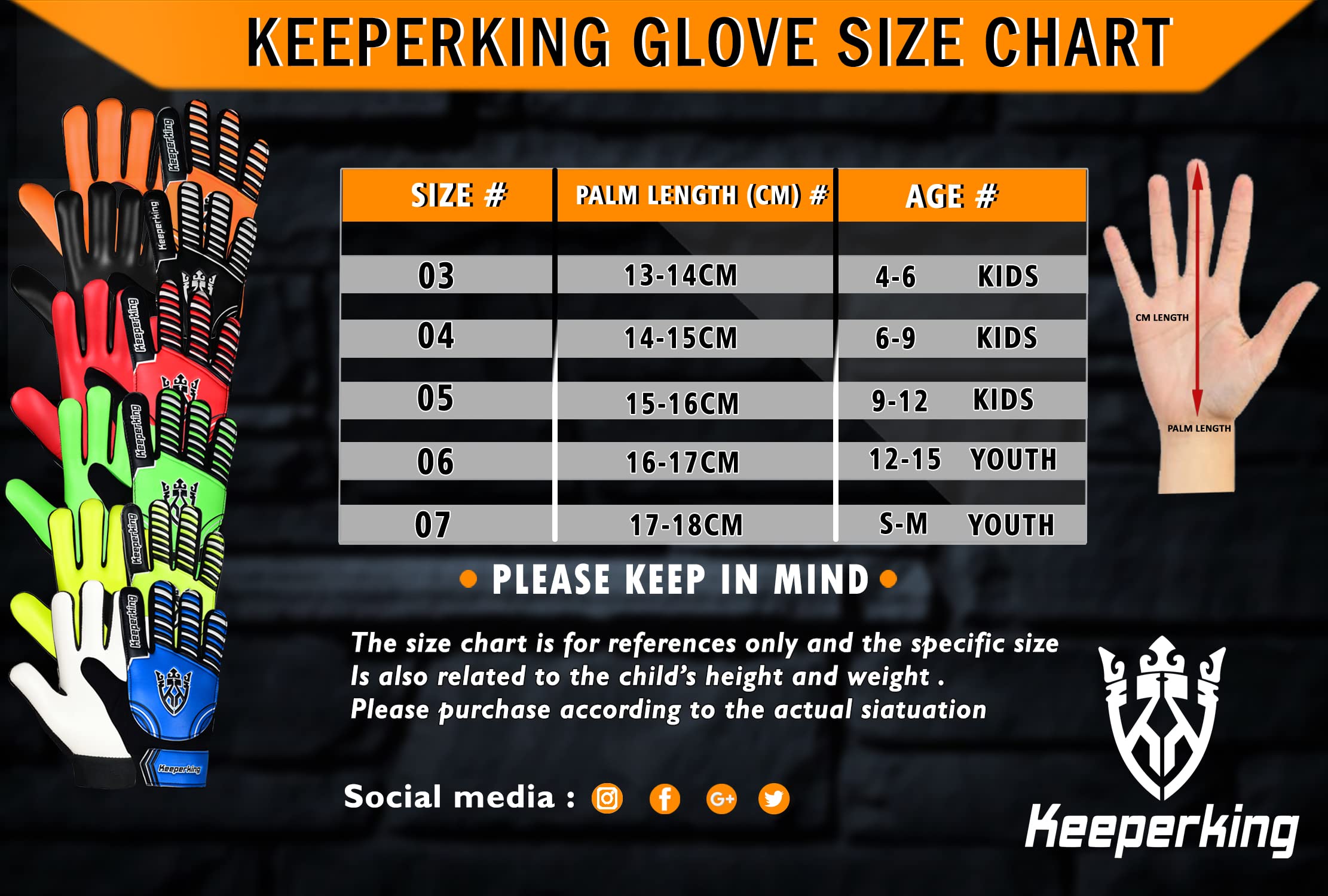 Keeperking Guanti da portiere per bambini, Claw 2.0, ragazzi e ragazze, guanti da calcio, guanti da calcio, guanti da calcio, guanti da tormann, misura 3-7