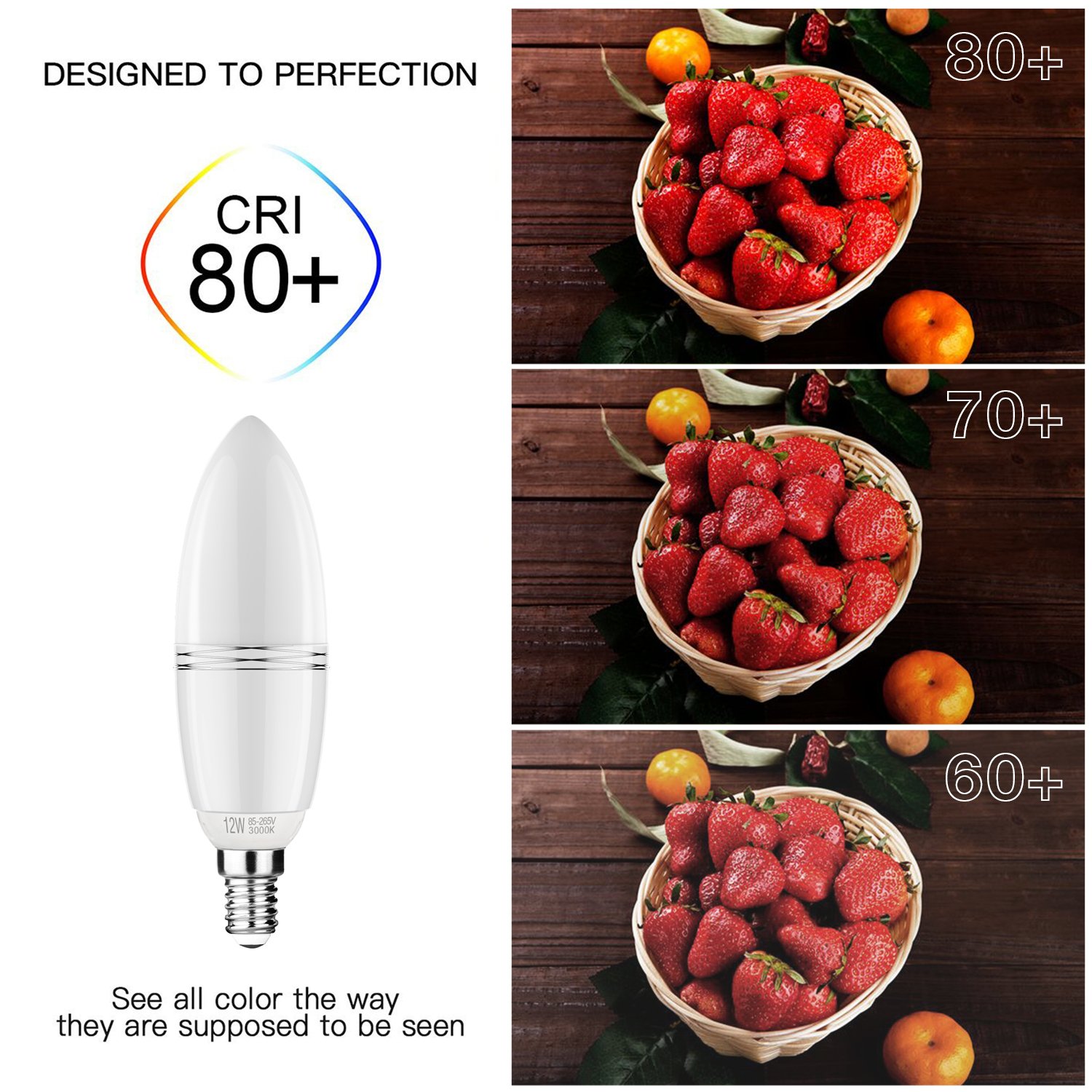 Żarówka LED E14 12 W, odpowiada żarówce o mocy 100 W, 3000 K, ciepła biel, 1200 lm, CRI > 80 +, mała śruba Edisona, bez możliwości ściemniania żarówki LED (4 szt.)