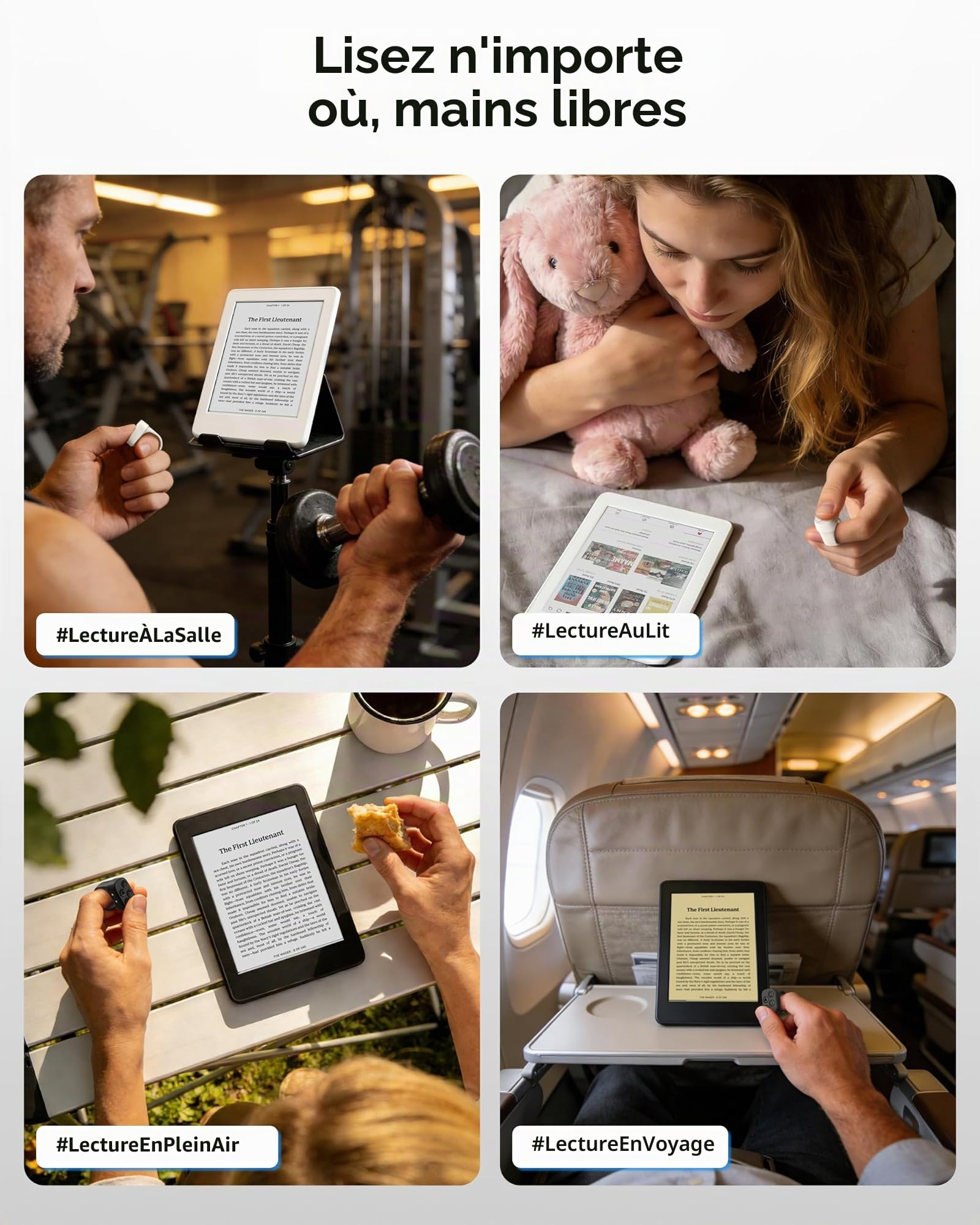 Télécommande Stouchi pour Kobo, Tourne-Page sans Pince avec Boîtier de Charge, Mains Libres Compatible Clara BW/Libra Colour/Clara Colour/Elipsa 2E/Clara 2E/Libra 2/Sage - Noir
