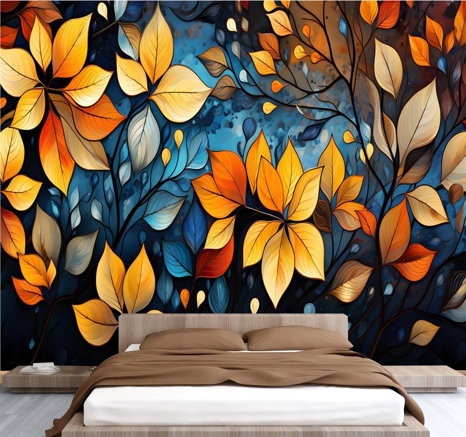 Carta da parati effetto 3D Astratto Floreale 350 x 256 cm Murale Non Tessuto Colorato Retrò Artistico Fotomurale Stampa HD Moderna Poster Per Soggiorno E Camera Da Letto Design 2M1203
