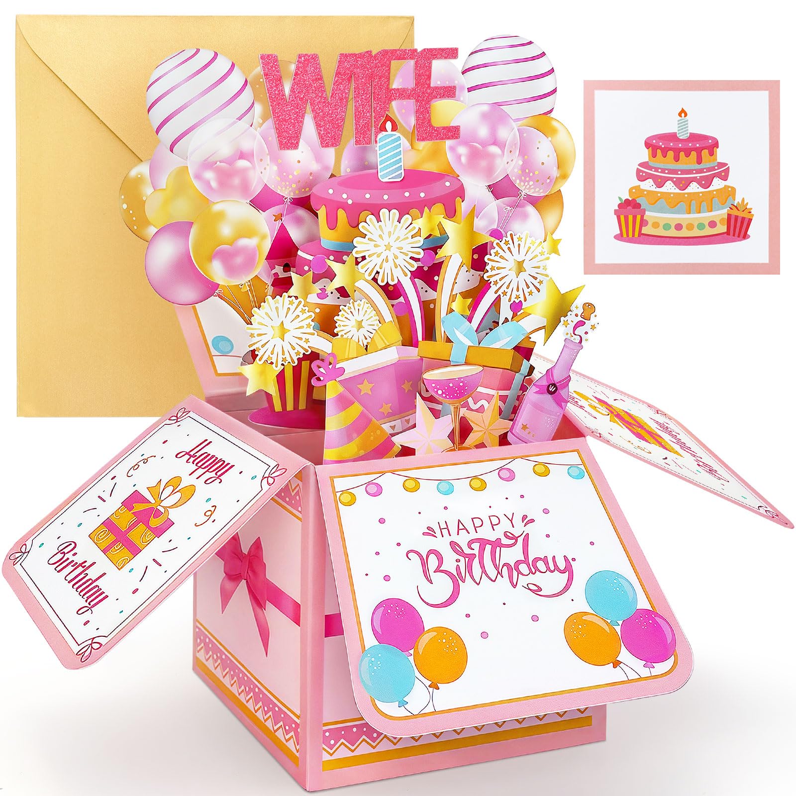 YianHien Wife Birthday Card, 3D Pop Up Birthday Card for Wife, Sweet Happy Birthday Cards Gifts for Women Female Adult UK, Popup Greeting Cards from Husband, Creative Keepsake Birthday Gift for Her