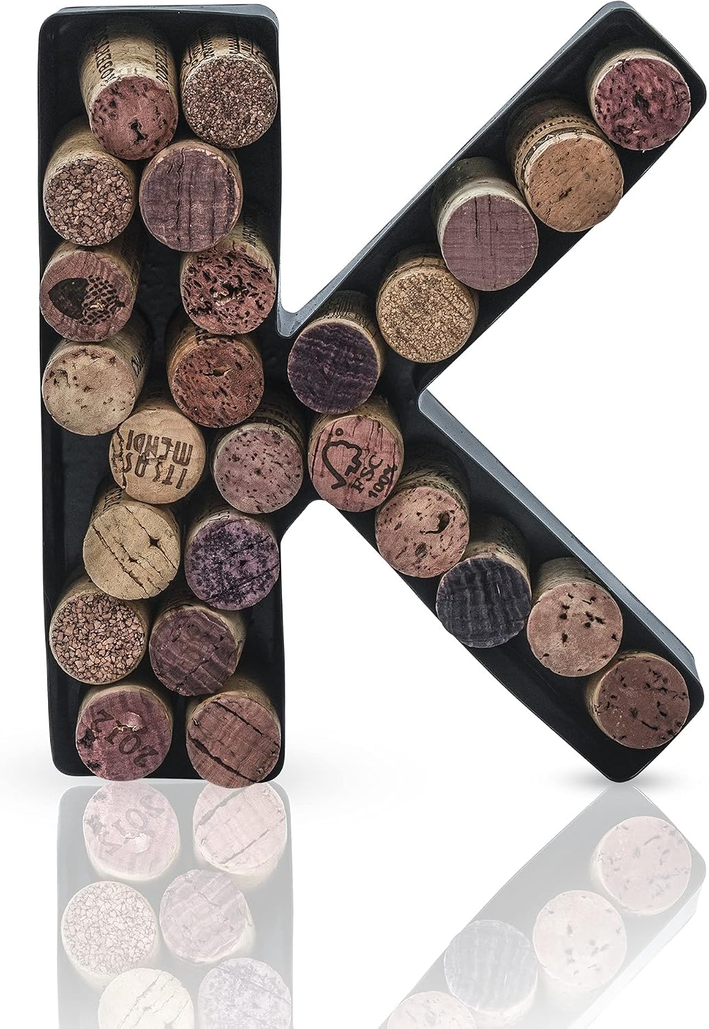 Made Easy Kit Metal Letter Wine Cork Keepsake Saver & Holder Monogram w/Free Wall Mount Kit A-Z (Letter K, Small) image 2