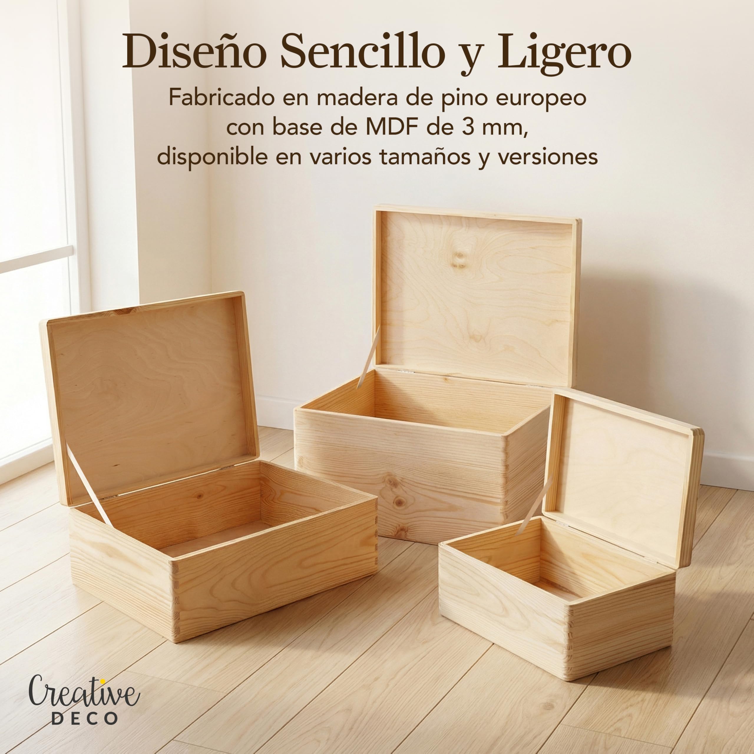 Creative Deco XXL Grande Caja Madera para Decorar con Tapa | 40 x 30 x 24 cm (+/-1cm) | Cofre Decoración Decoupage | Almacenaje de Documentos Navidad Juguetes Herramientas | EN BRUTO SIN LIJAR