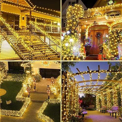 Miniatura 3 de weillsnow 1000 luces LED de Navidad de 328 pies, 8 modos de iluminación con control remoto y temporizador, luces de árbol de Navidad, impermeables