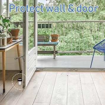 Door Stop, 50mm Floor Door Stoppers Wall Floor Mounted, Stainless Steel, Heavy Duty Doorstop with Sound Dampening Rubber Bumper Wall Protector, Brushed Nickel