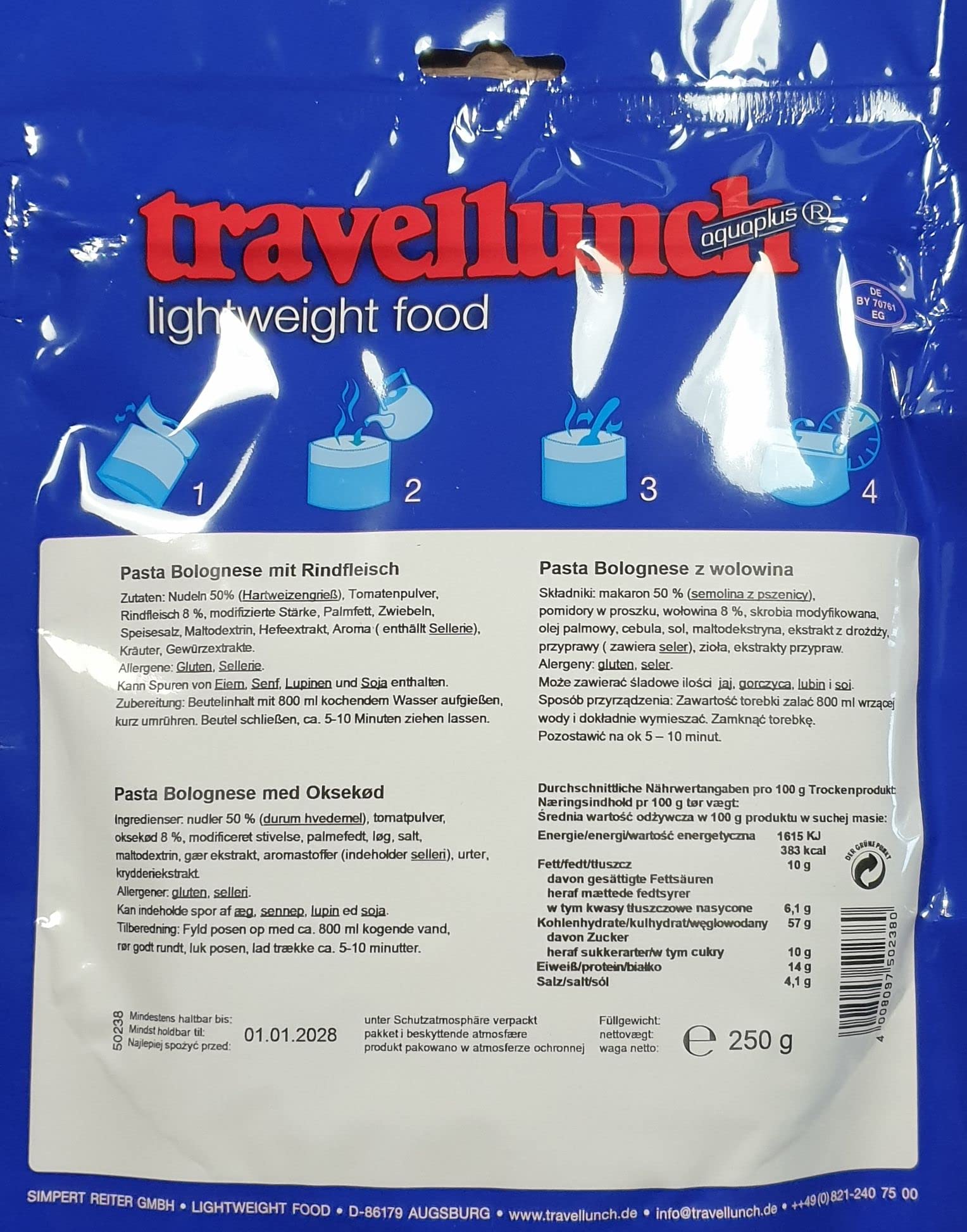 Travellunch Mahlzeit-Mix - Fleisch 6 x 250 g