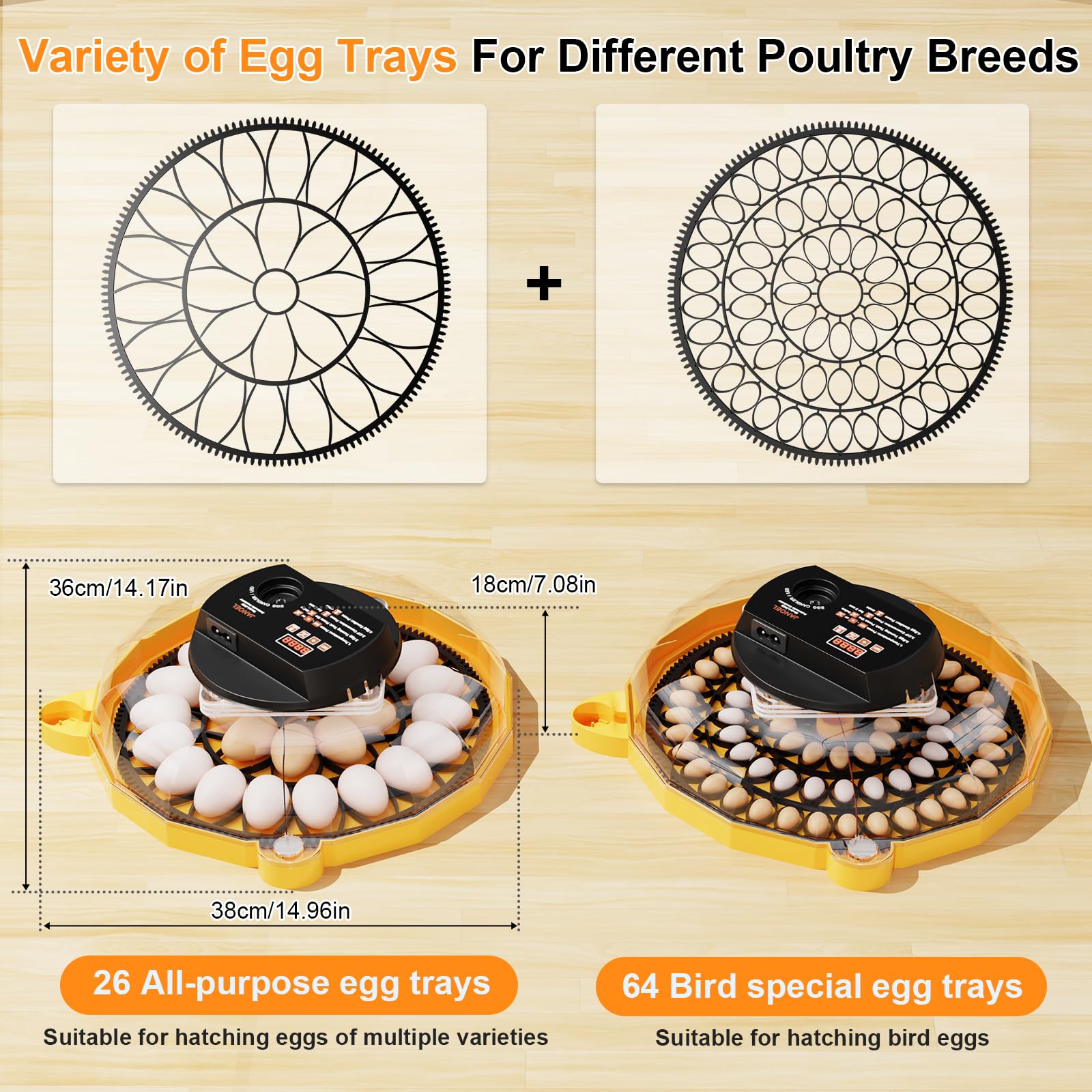 26-Egg Incubator with Automatic Turning, Digital LED Display and