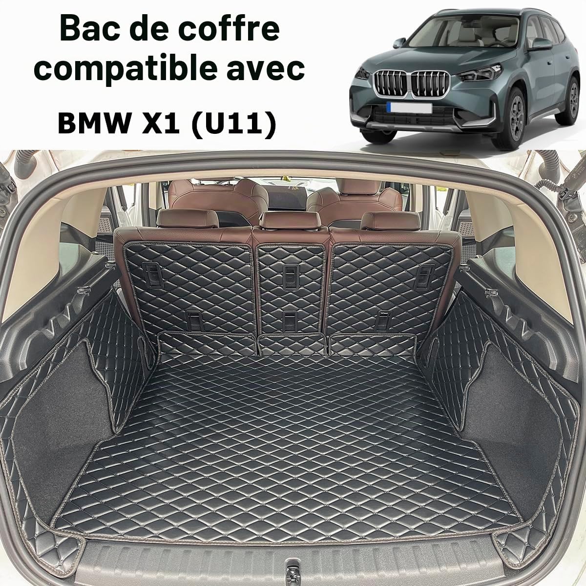 Tapis de coffre compatible avec BMW iX1 et BMW X1 (U11) de 2022-2026 (et panneaux latéraux arrière gauche et droit) adapté aux chiens
