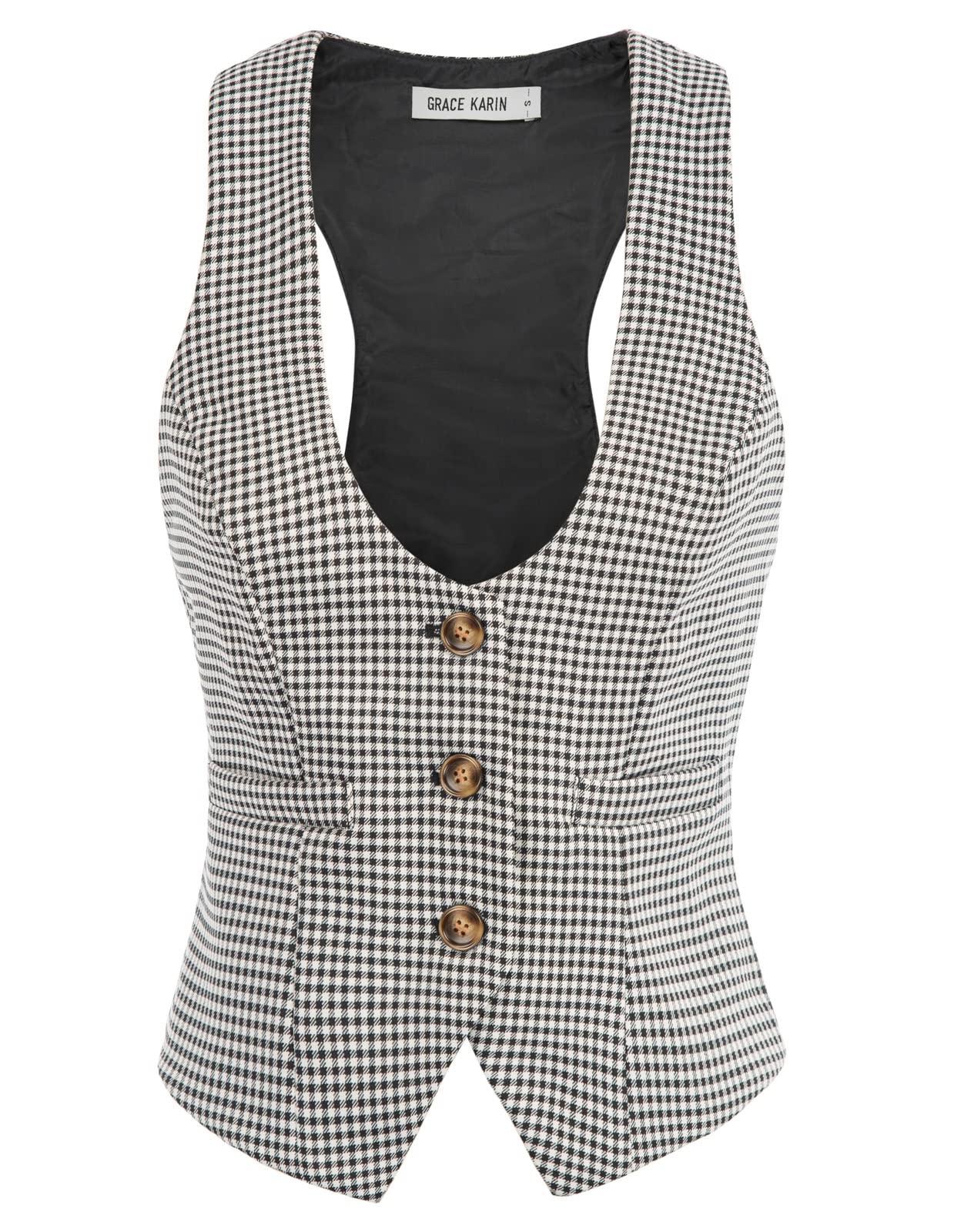 GRACE KARIN Women's Suit Vest Top, Dressy Casual Sleeveless Button Waistcoat, Fromal Steampunk Blazer for Work Office
