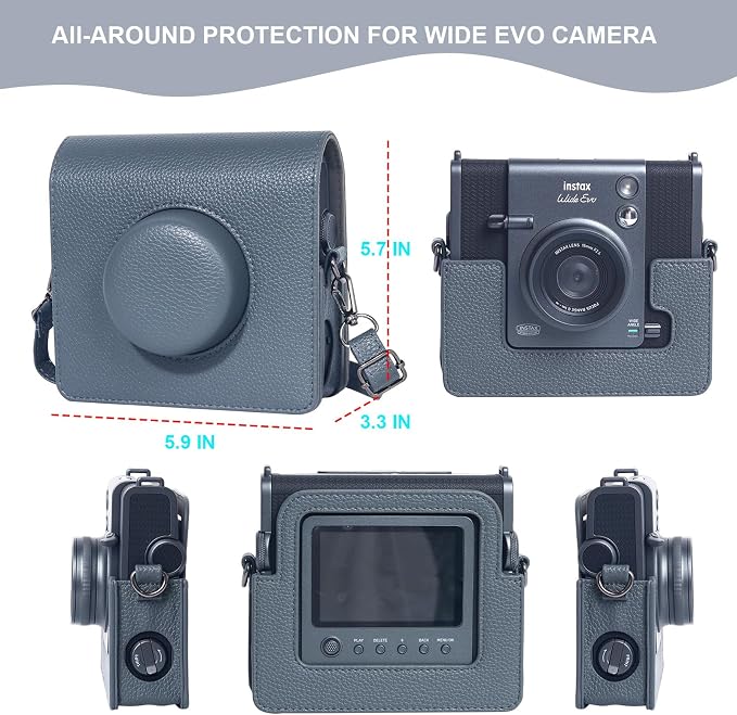 Funda para Cámara Fujifilm Instax Wide EVO, Gris Retro miniatura 4