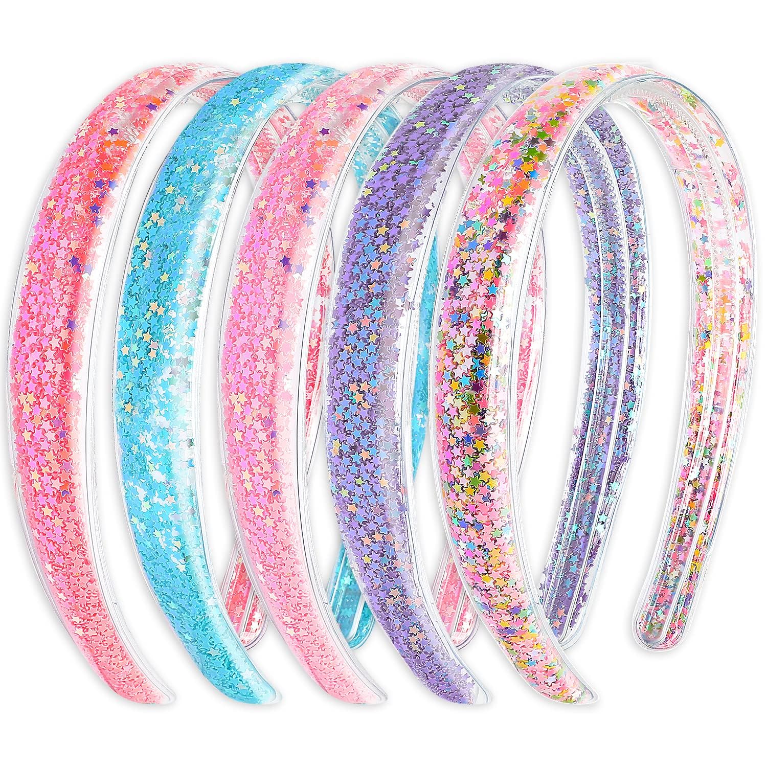 12 Pezzi Cerchietto per Capelli con Glitter, Cerchietti Bambina cerchietti con Denti in Plastica Accessori per Capelli per Bambine e Ragazze (12 colori