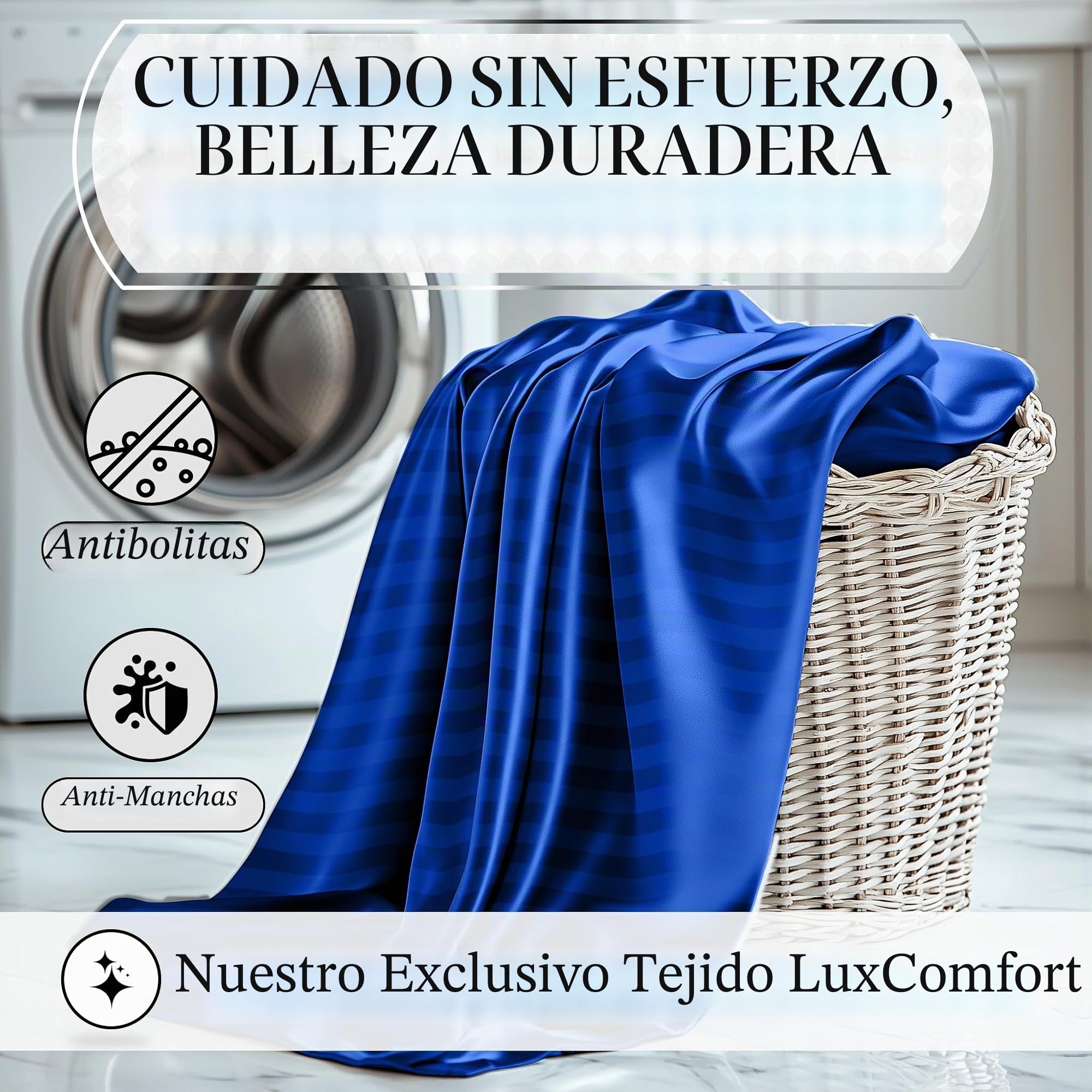 DECOLURE, Juego de ropa de cama sedosa de satén de lujo de 4 piezas, sin arrugas, con sábana bajera de 40 cm de profundidad, perfecto para cabello y piel, tamaño king, regalos para mujer, rayas azules