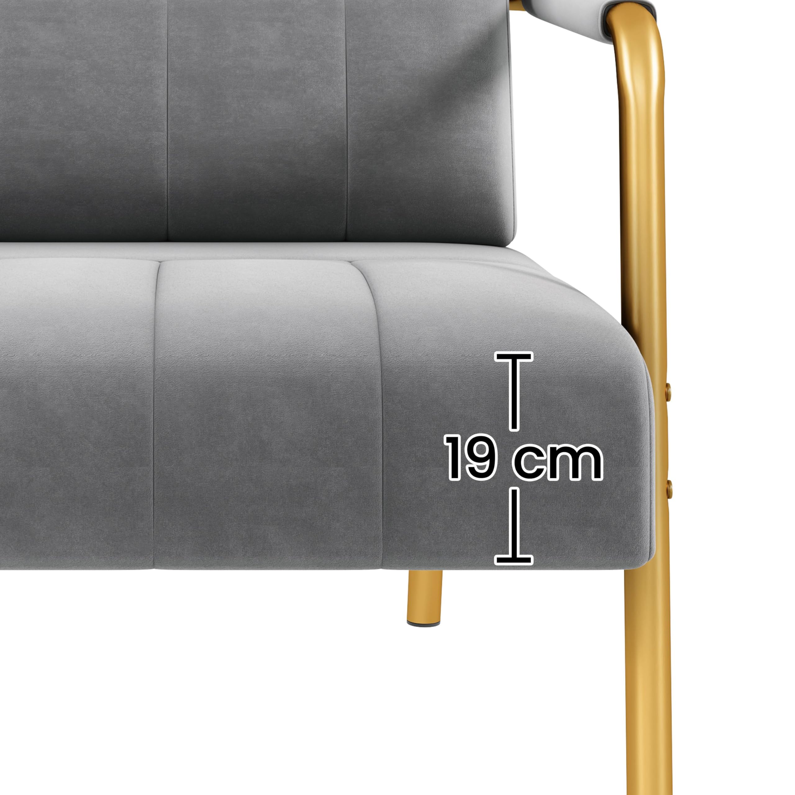 Yaheetech Sofá de 2 Plazas con Reposabrazos, Sofá de Tela de Terciopelo con Cojines Muy Cómodos, Soporta 272kg, para Salón, Dormitorof o Apartamento Pequeño, Gris Claro