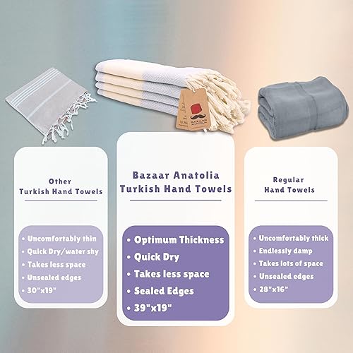 Vista 33 de Bazaar Anatolia Juego de 2 toallas de mano turcas para baño, 39 x 19 pulgadas, algodón, toallas de mano decorativas para cocina, té, yoga, cara