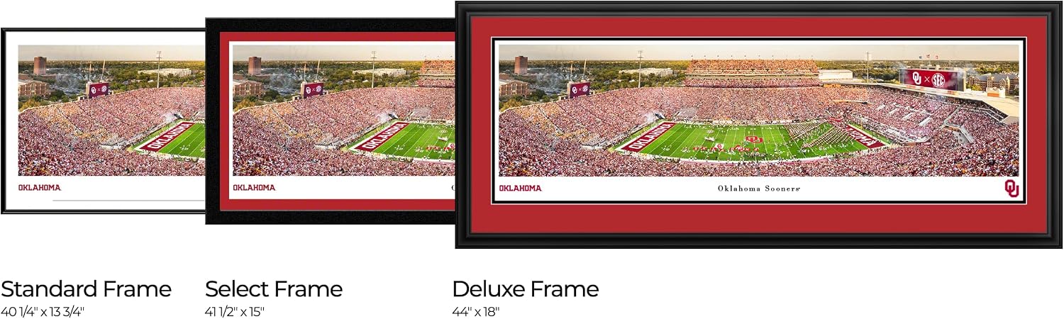 Oklahoma Sooners Football - Double Mat, Deluxe Framed Picture by Blakeway Panoramas (44"W x 18"H)